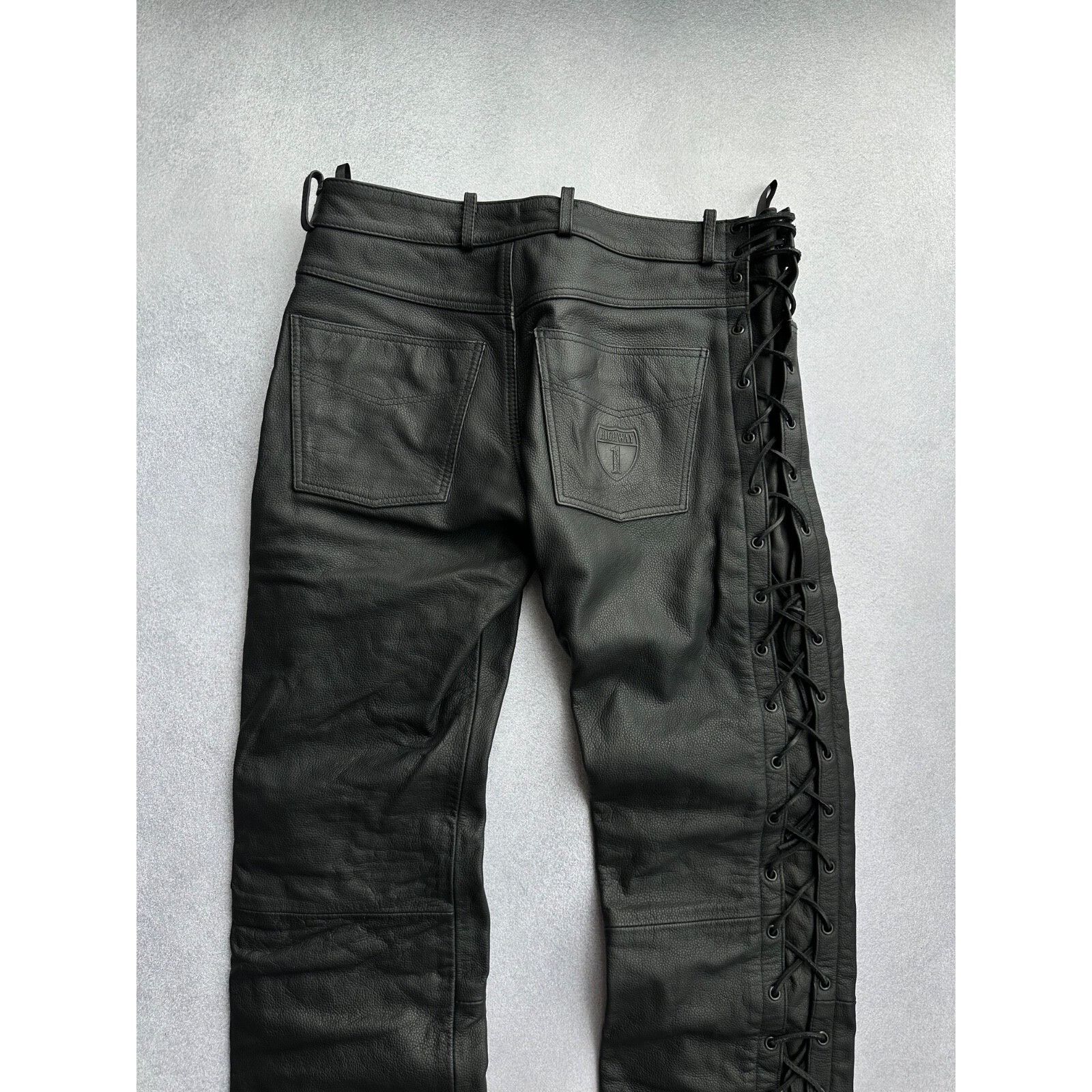 Vintage VTG HighWay 1 Black Leather Lace-Up Moto Genuine Leather Size US 30 / EU 46 - 18 Thumbnail