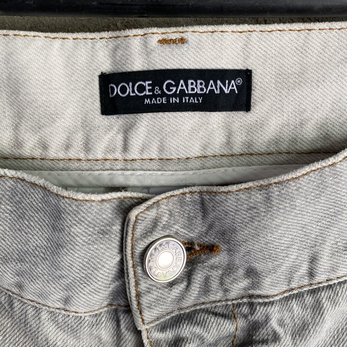 Dolce & Gabbana DOLCE & GABBANA® Light Grey Distressed Straight-Leg Jeans Size US 39 - 6 Thumbnail