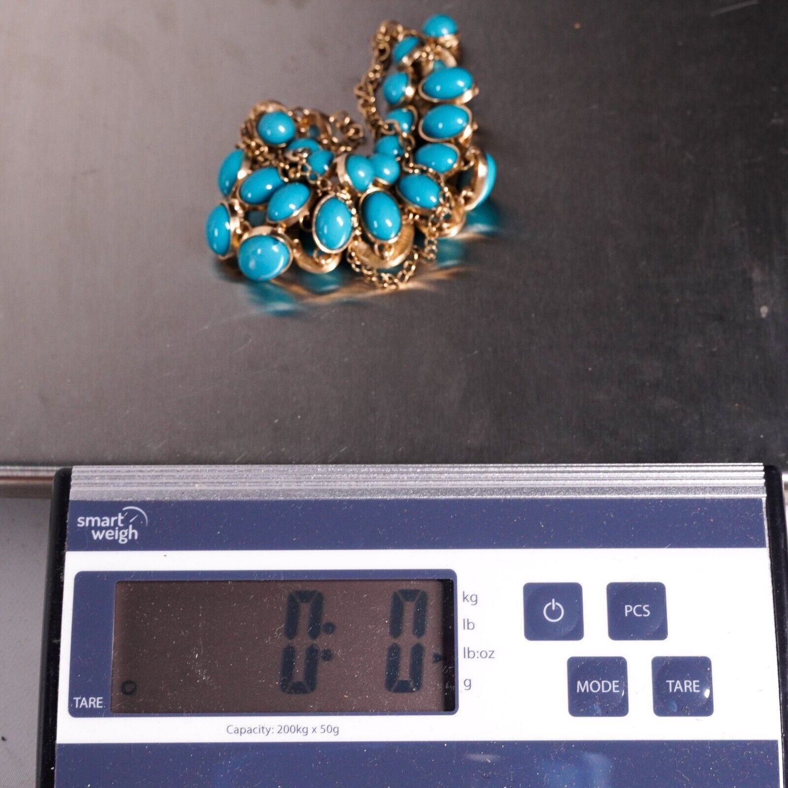 Other 11" Blue Beaded Gold Chain Necklace Choker Elegant Jewelry Size ONE SIZE - 6 Thumbnail