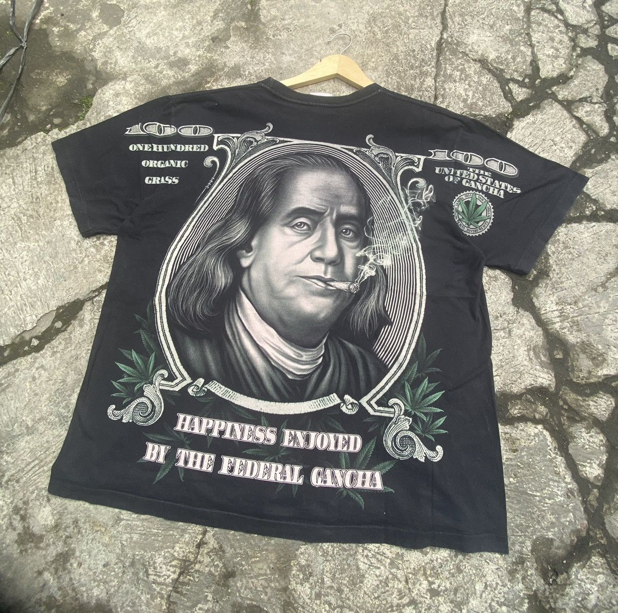 Rap Tees Vintage Benjamin Franklin Money AOP Weed Parody Size US XL / EU 56 / 4 - 2 Thumbnail