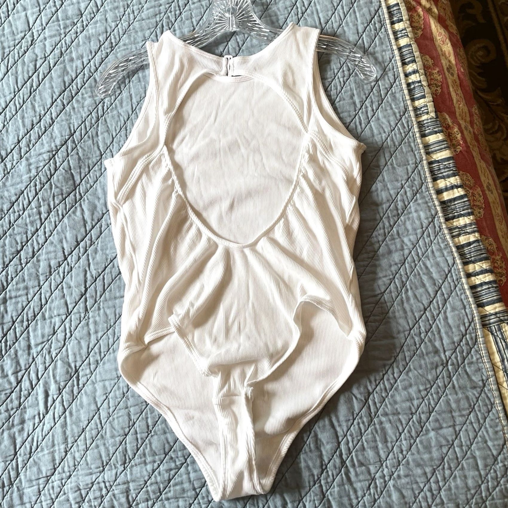 Vintage VINTAGE Sleep By CACIQUE Stretch Rib Open-Back Bodysuit White Plus 18/20 NWOT One Piece Size XXL / US 16-18 / IT 52-54 - 3 Thumbnail