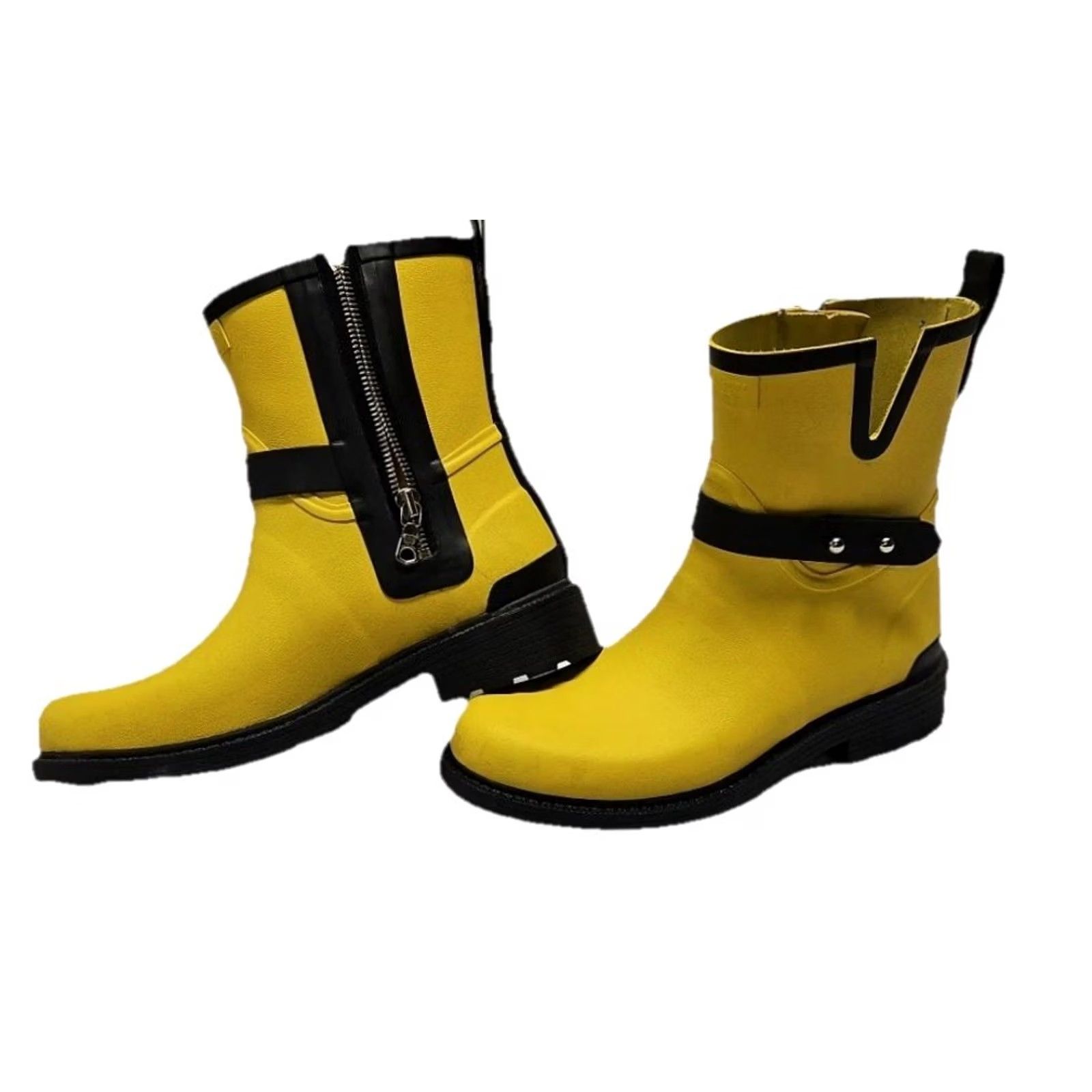 Rag & Bone rag & bone Moto Rain Boots Yellow Waterproof Zip Strap Women’s Size 6 Rare Size US 6 / IT 36 - 3 Thumbnail