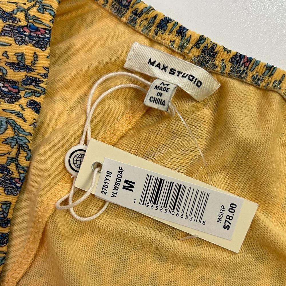 Designer Max Studio l NWT Floral Yellow Smocked Skirt Medium Size 32" / US 10 / IT 46 - 4 Thumbnail