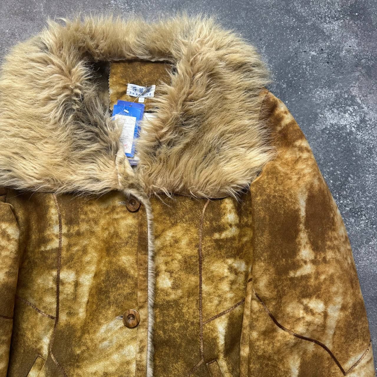Japanese Brand × Vintage Japanese Vintage Faded/Washed Y2K Faux Fur Sheepskin Coat Size L / US 10 / IT 46 - 8 Thumbnail