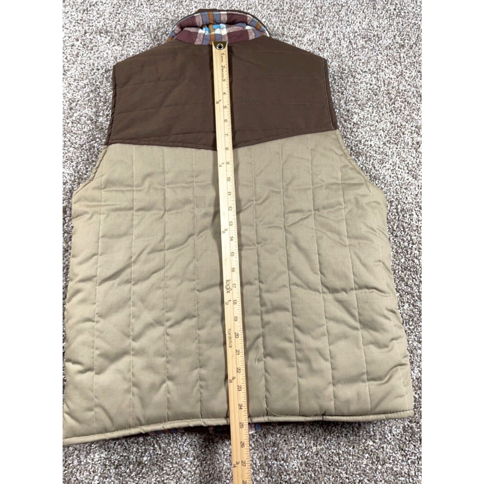Vintage Vintage 80s Western Puffer Vest Shirt Mens Medium Beige Brown Flannel Lined USA Made Tag Size US M / EU 48-50 / 2 - 6 Thumbnail