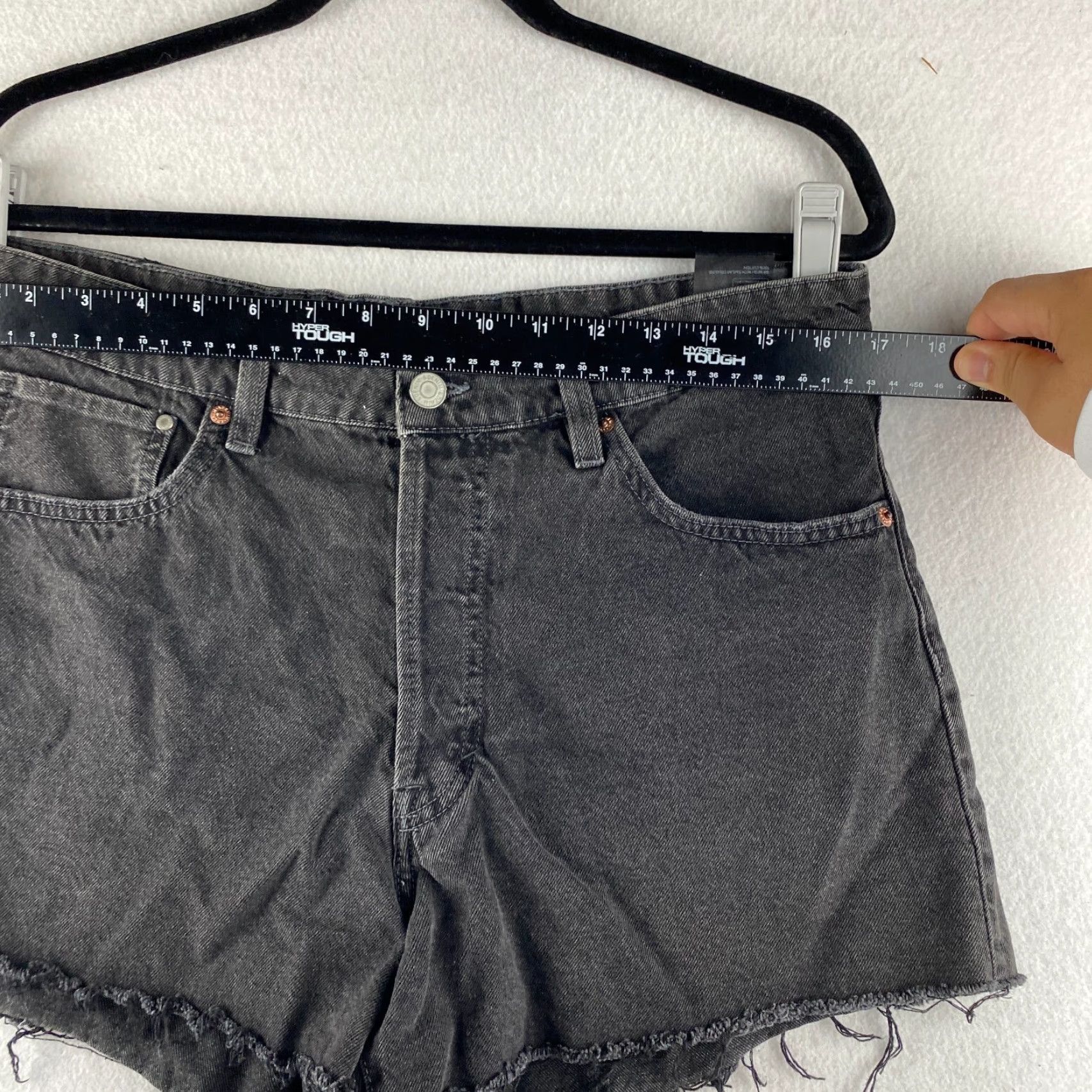 Denime & Denim High Waist Shorts Womens 12 Black Dark Wash Vintage Style Casual Shorts Regular Women Black 12 Denim & Denim Size 34" / US 12 / IT 48 - 3 Thumbnail