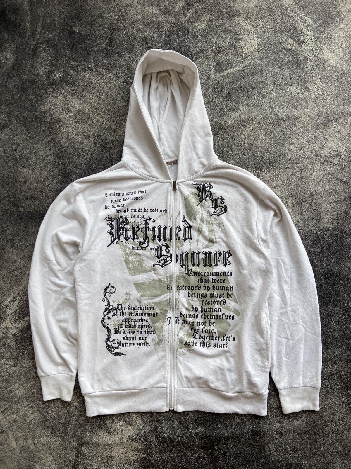 Japanese Brand Euroyal Black Label "Refined Square" Poems Zip Hoodie Size US L / EU 52-54 / 3 - 1 Thumbnail
