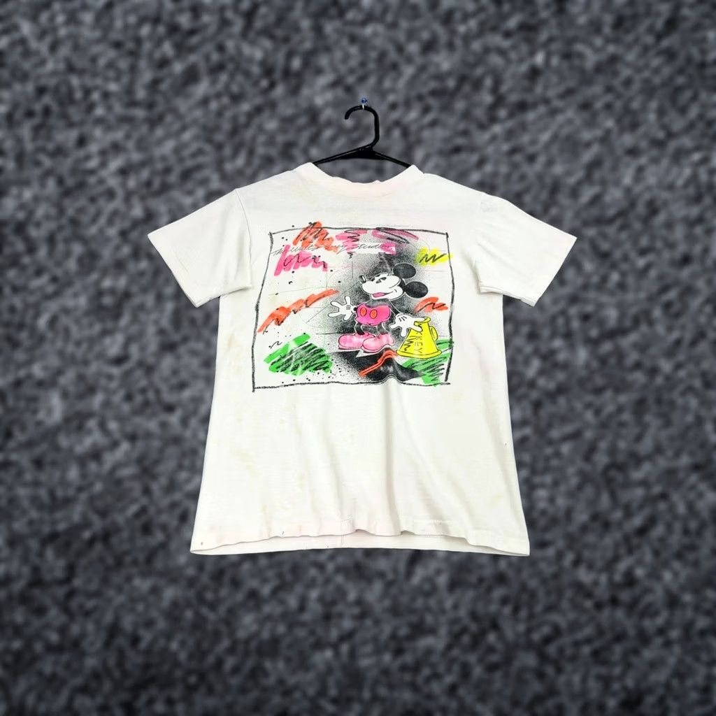 Disney VINTAGE Disney Mickey Mouse T Shirt Adult S White Cotton 90s Graphic Print Size US S / EU 44-46 / 1 - 1 Thumbnail