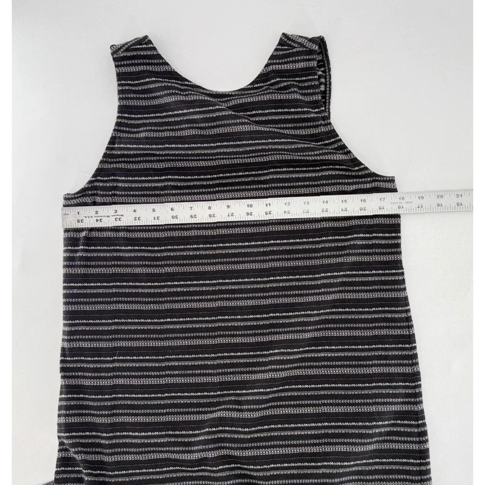 Athleta LOFT Athleta Dress Sleeveless Midi High Neck Striped Twist Back Cutout Stretch Black Women M KS Size M / US 6-8 / IT 42-44 - 7 Thumbnail