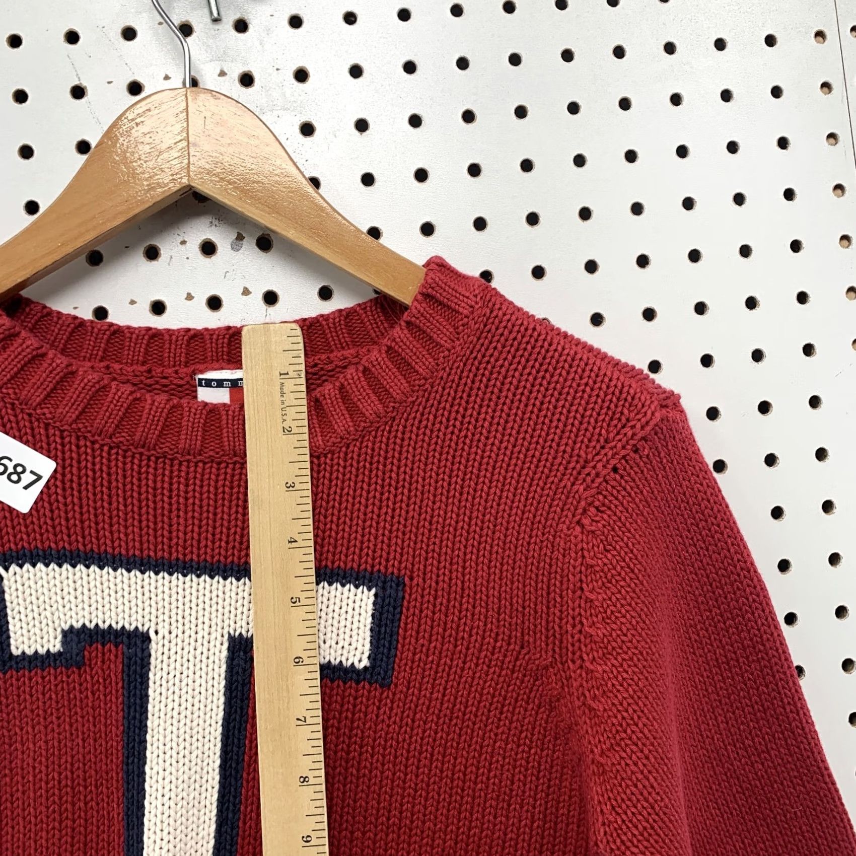 Tommy Hilfiger VINTAGE Tommy Jeans Sweater Womens Red L Knit Crew Neck Long Sleeve Size L / US 10 / IT 46 - 5 Thumbnail