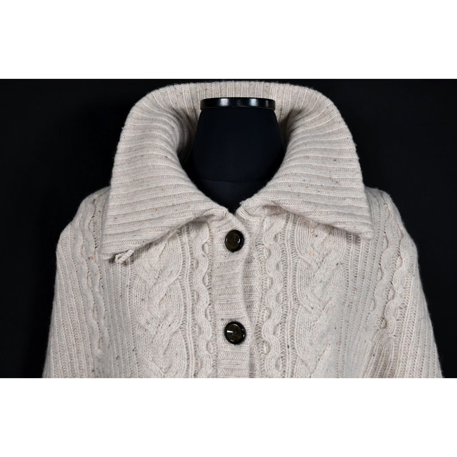 Henri Lloyd Henri Lloyd Eilis Chunky Cable Cape Knit Lambwool Women's Jumper L Ivory 100% Lambwool Cape 75 cm Back Length Womens Size 36" / US 14 / IT 50 - 3 Thumbnail