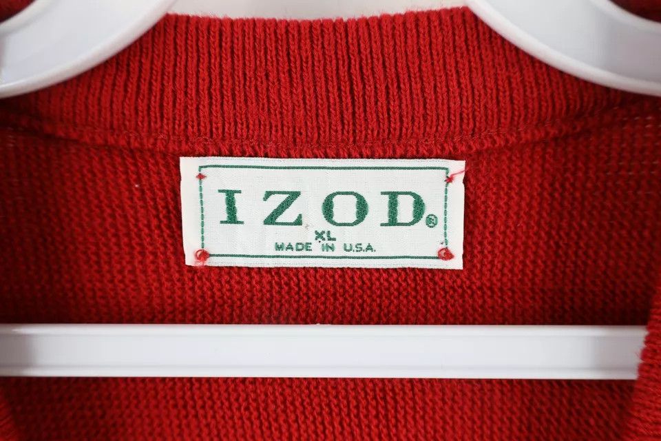 Izod Vintage 70s Izod Knit V-Neck Sweater Red Acrylic USA Size US XL / EU 56 / 4 - 5 Thumbnail