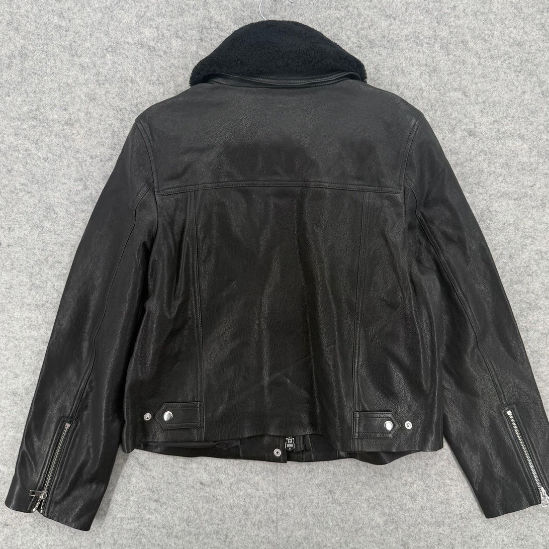 Madewell NWT Madewell Sherpa-Collar Asymmetric Zip Leather Jacket Size XL / US 12-14 / IT 48-50 - 8 Thumbnail