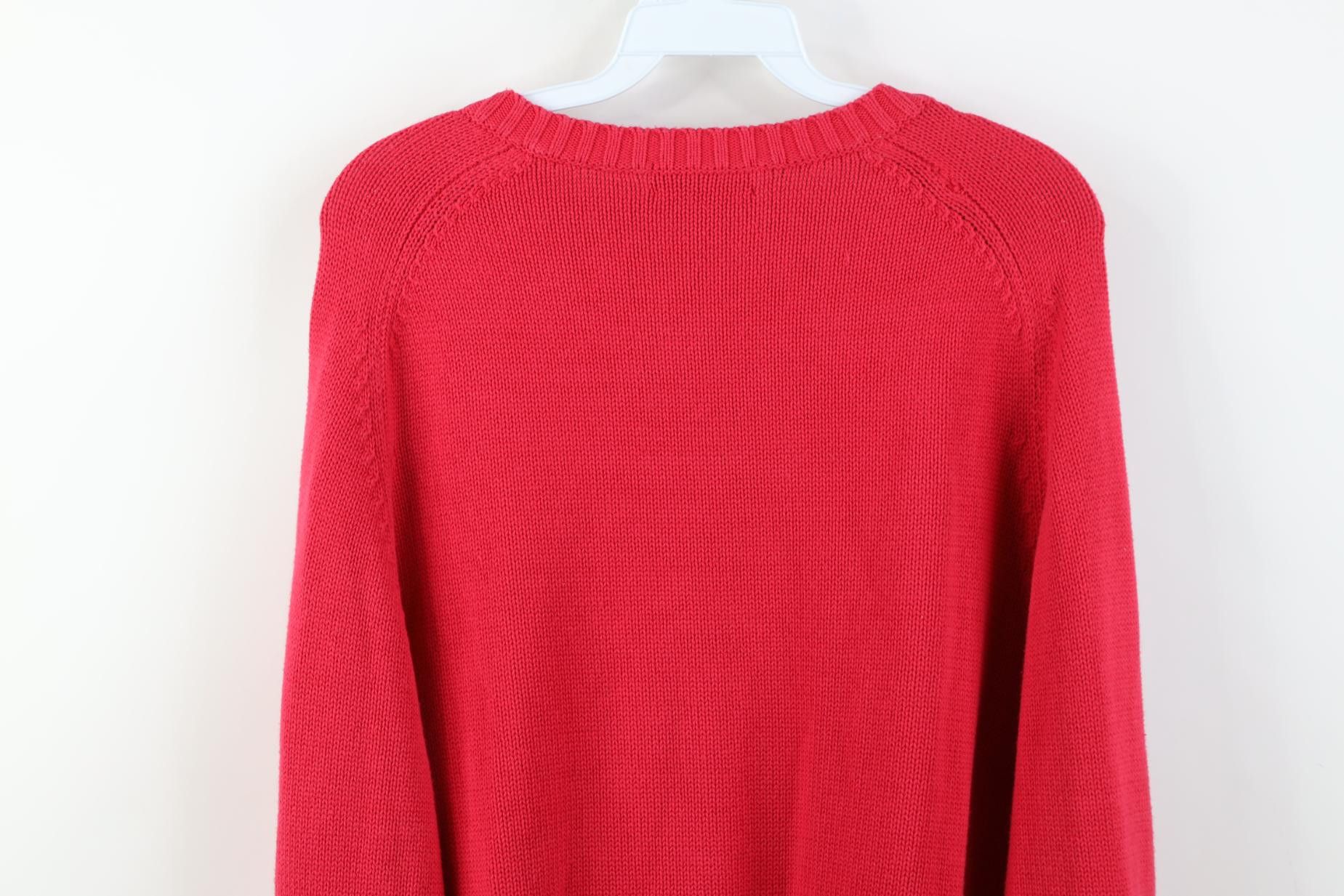 Lands' End Vintage 90s Lands End Knit V-Neck Sweater Japan Red Pink Size US XL / EU 56 / 4 - 11 Thumbnail