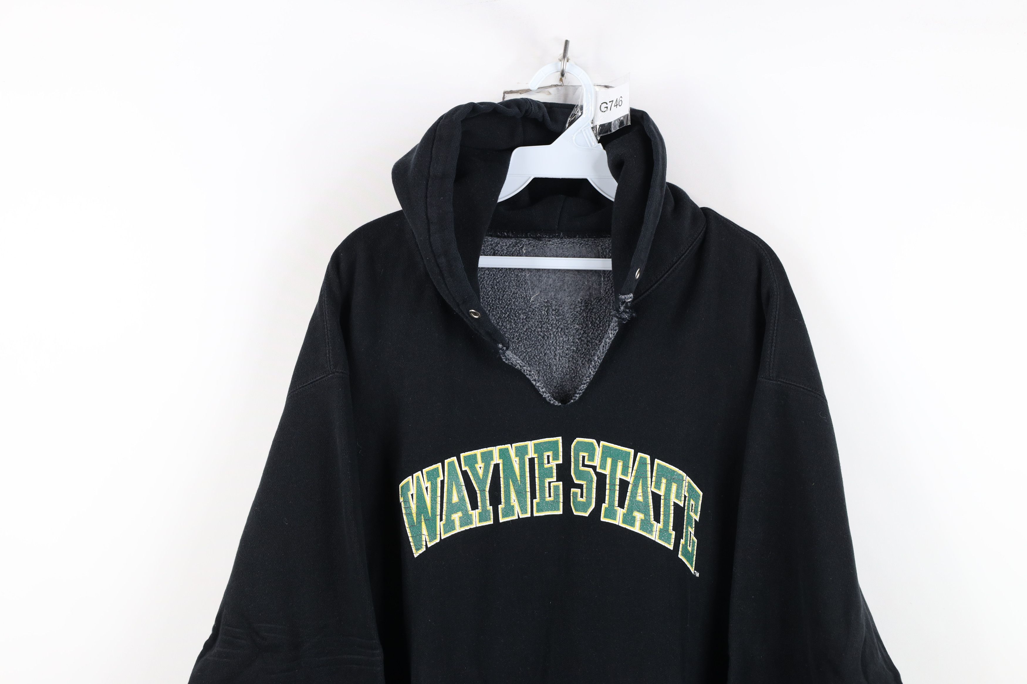 Vintage Vintage 90s Heavyweight Wayne State University Hoodie Black Size US XXL / EU 58 / 5 - 2 Thumbnail
