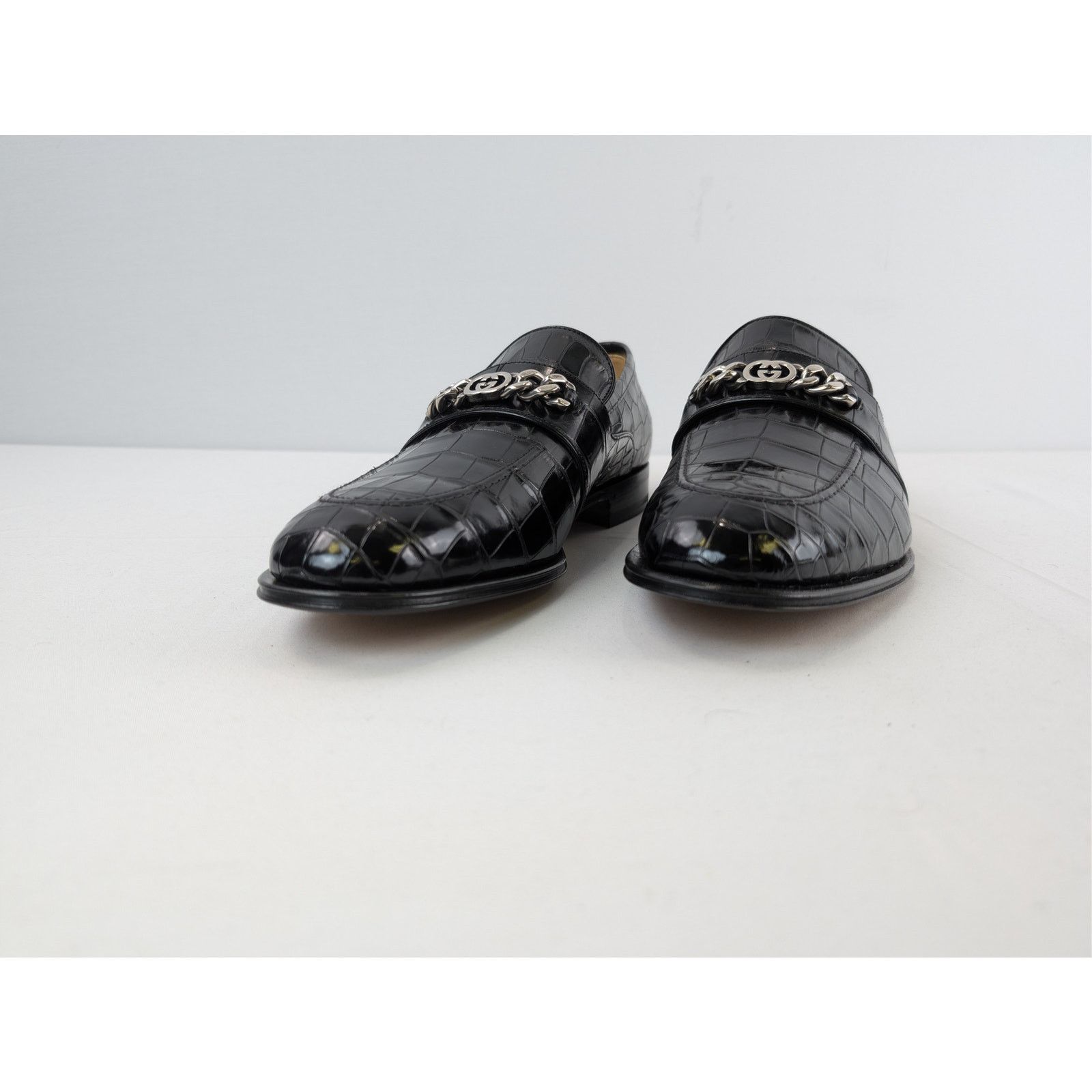 Gucci o1rshd1 Sukey Logo Crocodile Dress Loafers Shoe Boots Black Size US 10 / EU 43 - 7 Thumbnail