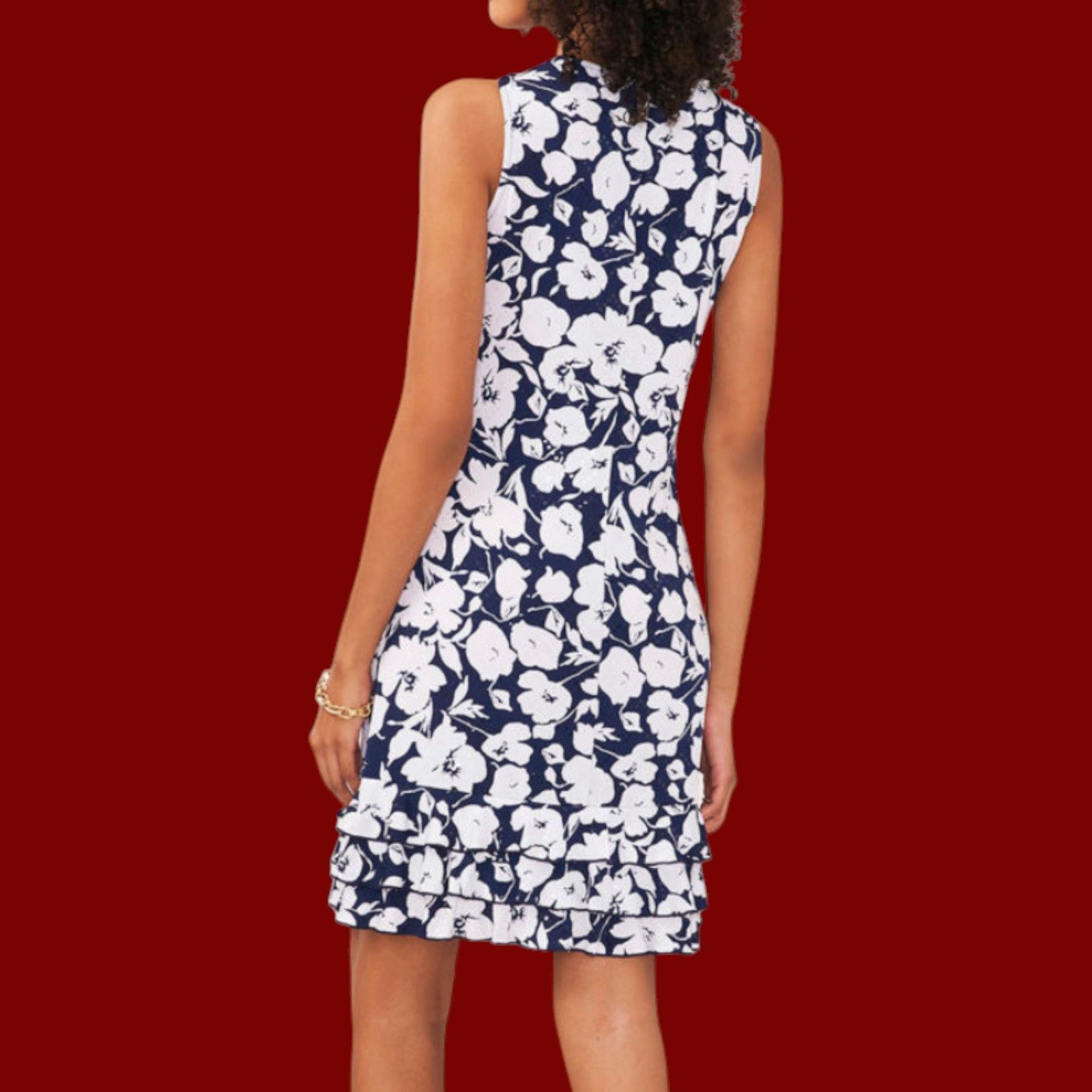 Other MSK - Women's Petite Floral Print Sleeveless Shirt Dress - N Size S / US 4 / IT 40 - 1 Thumbnail