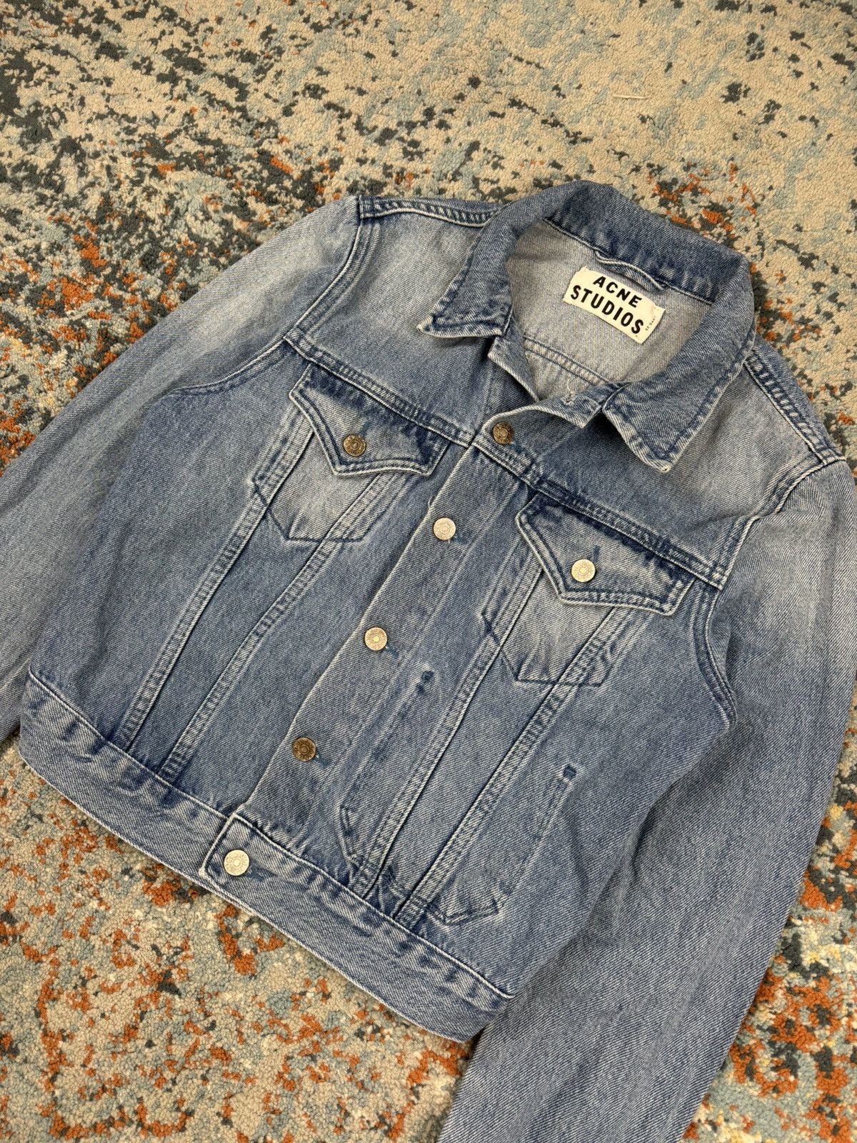 Acne Studios Vintage 00s Acne Studios Tag Light cropped denim jacket Size XS / US 0-2 / IT 36-38 - 4 Thumbnail