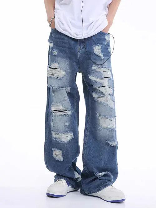 Japanese Brand Aikawa x Iriki Vintage high street ripped loose jeans Size US 32 / EU 48 - 3 Thumbnail