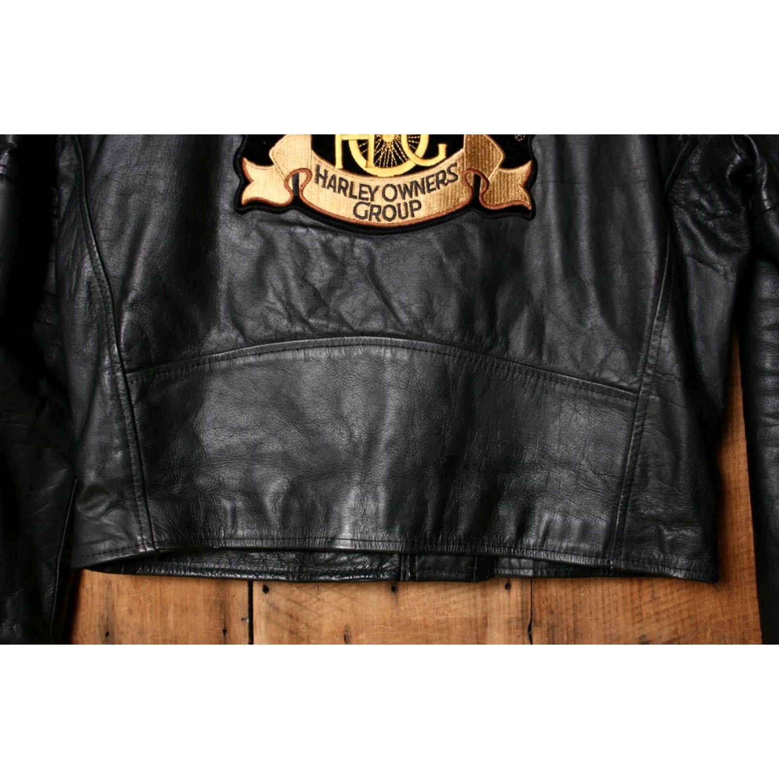 Vintage SUPERIOR Black Leather Biker Jacket Sz. 48 Tulsa HOG Harley Patch Mens Jacket Leather Zip Quilted Belted Insulated 90s Style Size US M / EU 48-50 / 2 - 3 Thumbnail