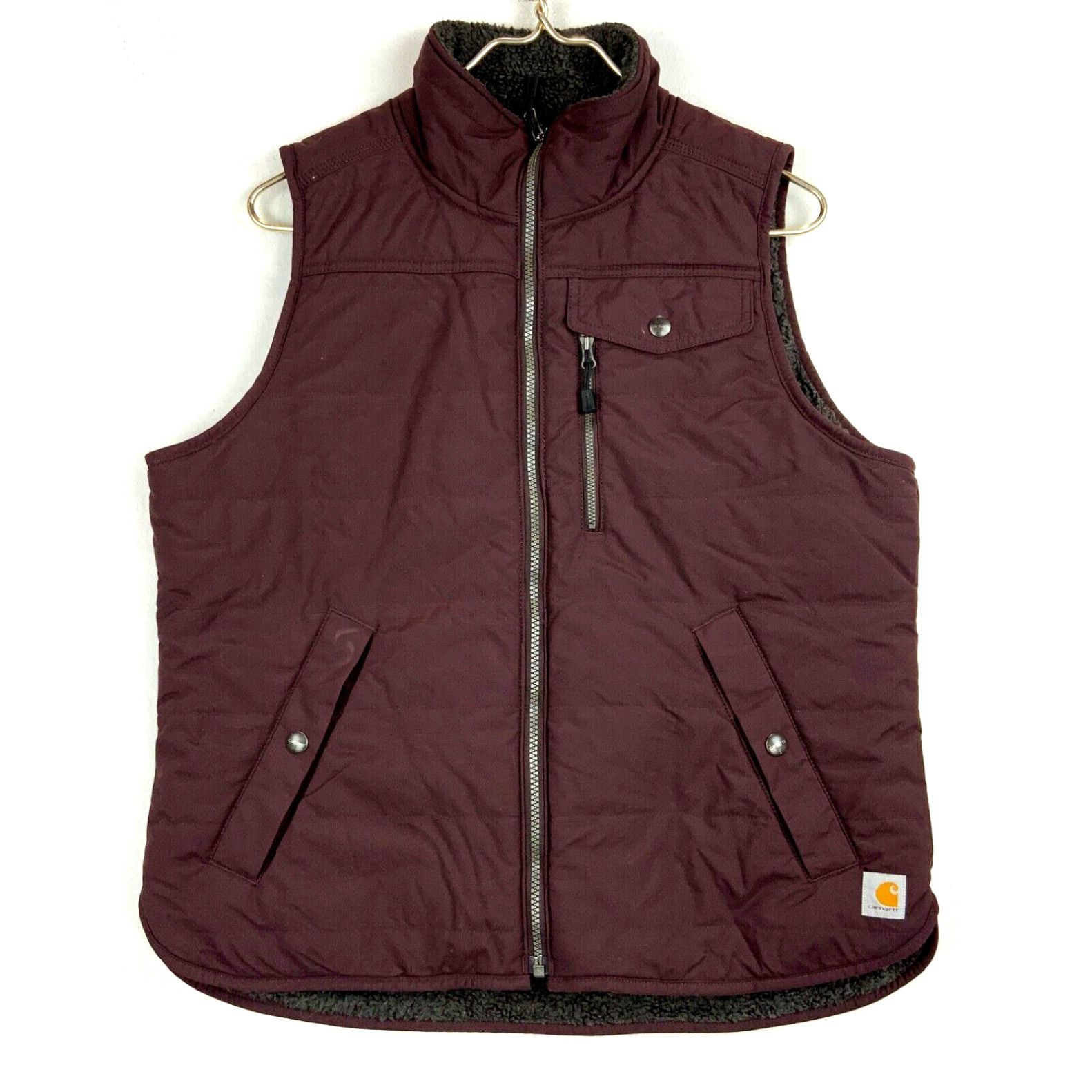 Carhartt Women’s Canvas Vest WV001 Red Sandstone Sherpa selling Lined Womens Large Zip