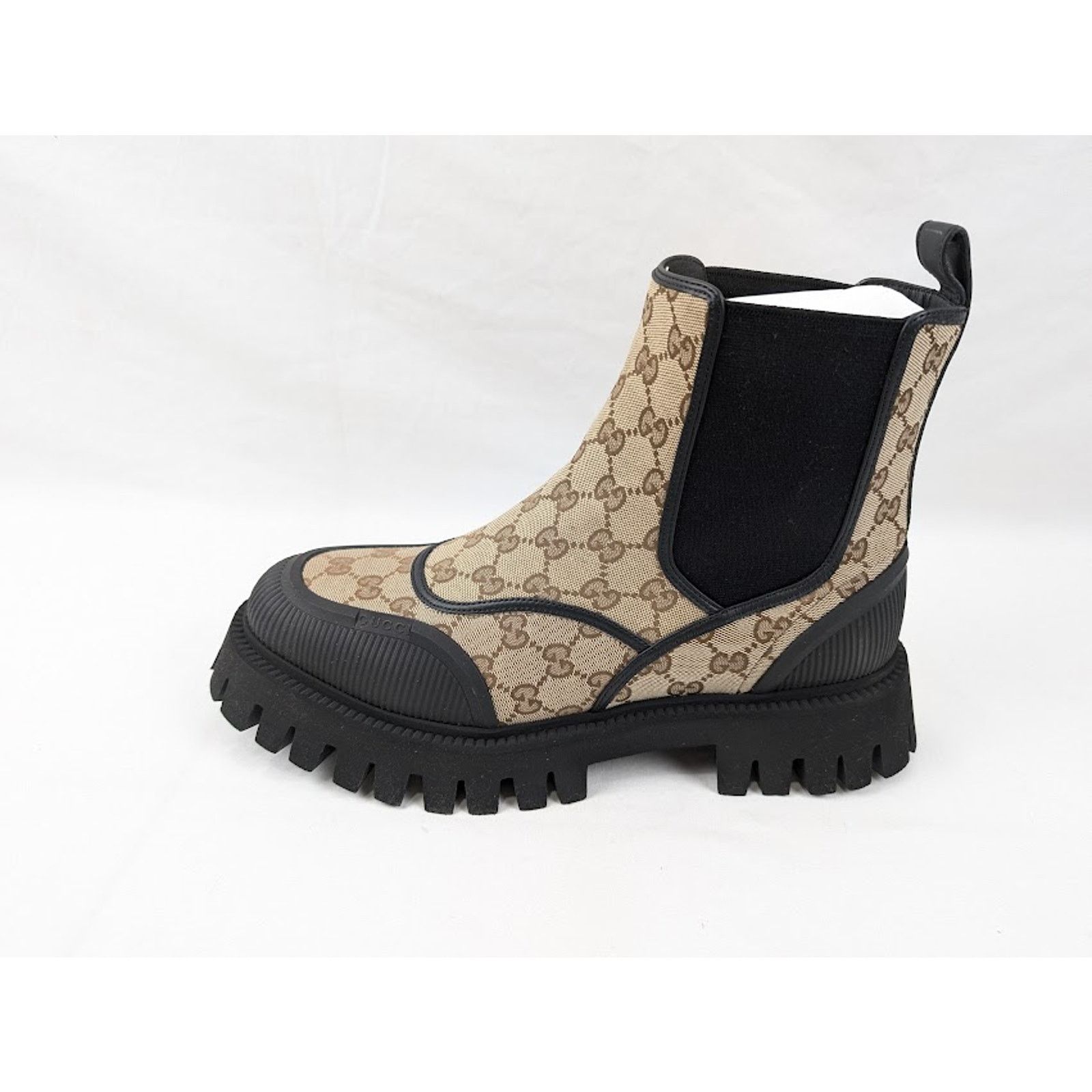Gucci o1rshd1 Novo GG Canvas Chelsea Boots in Beige/Ebony Size US 11.5 / EU 44-45 - 7 Thumbnail