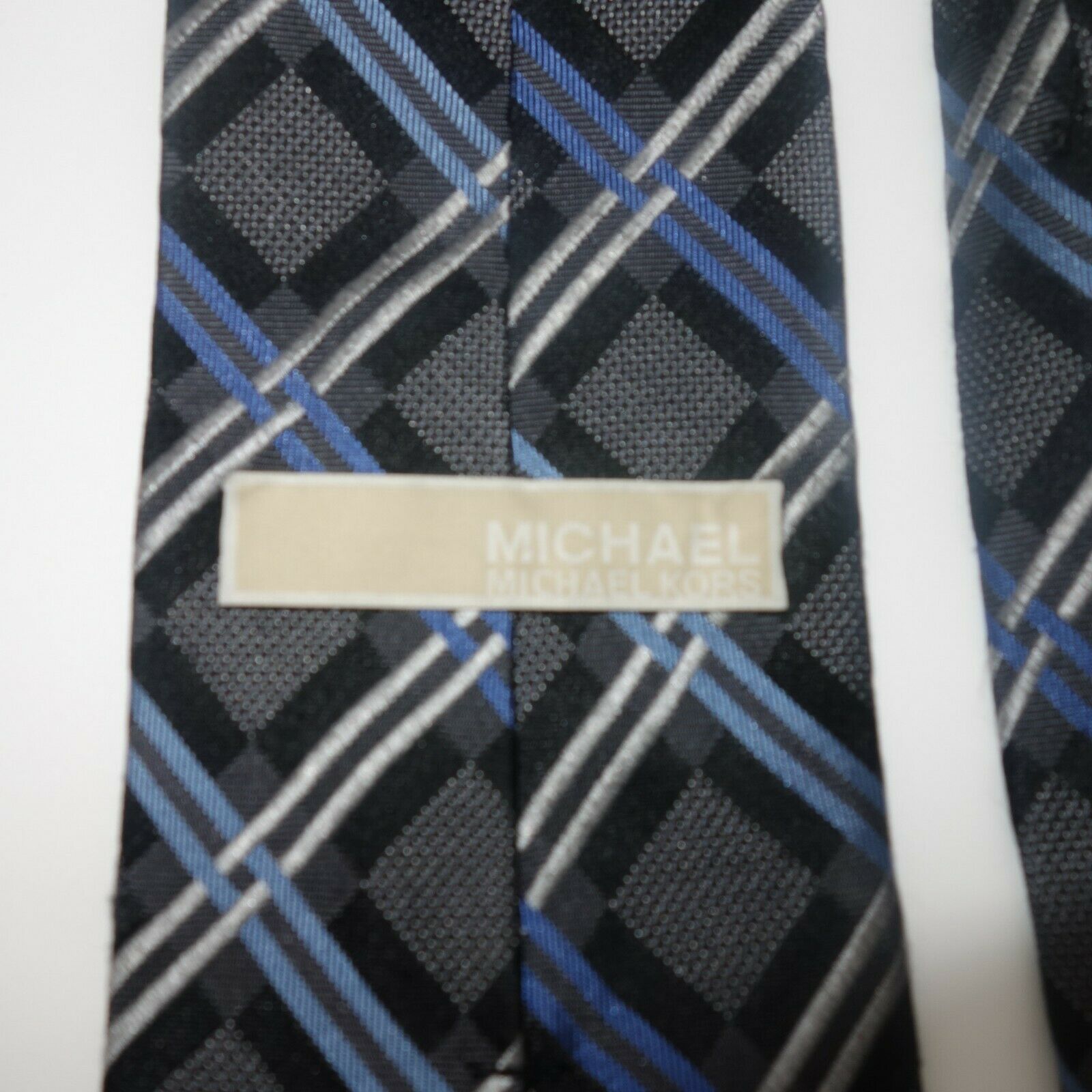Michael Kors Michael Kors Classic Men's Tie Gray Windowpane Argyle Size ONE SIZE - 5 Thumbnail