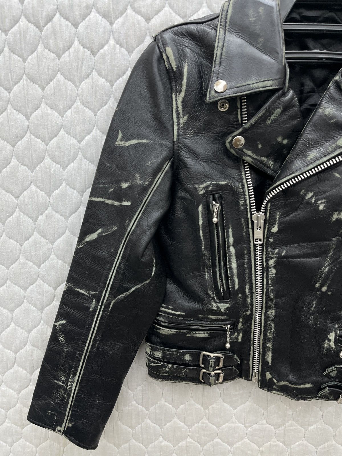 14th Addiction 🔥🔥🔥ARCHIVE HELL CAT PUNKS LEATHER JACKET Size XS / US 0-2 / IT 36-38 - 14 Thumbnail