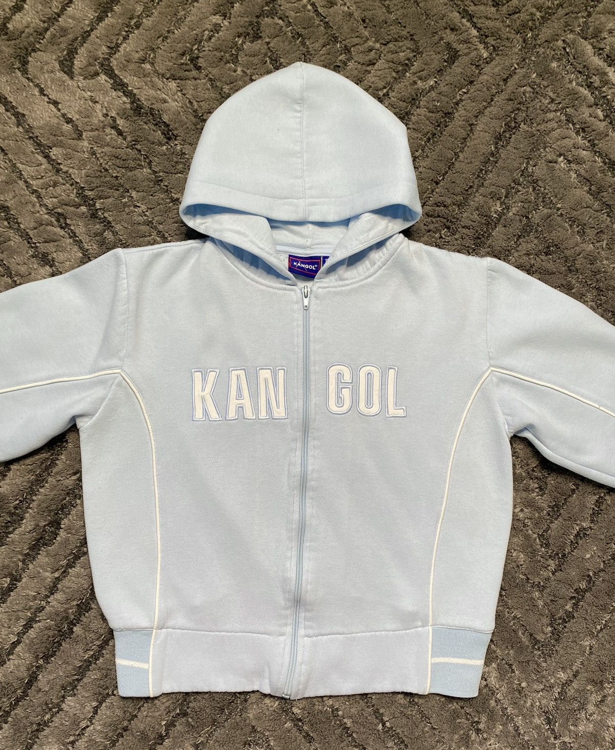 Kangol Vintage Baby Blue Boxy Hoodie Sweatshirt ZIP Up Kangol y2k Size S / US 4 / IT 40 - 4 Thumbnail