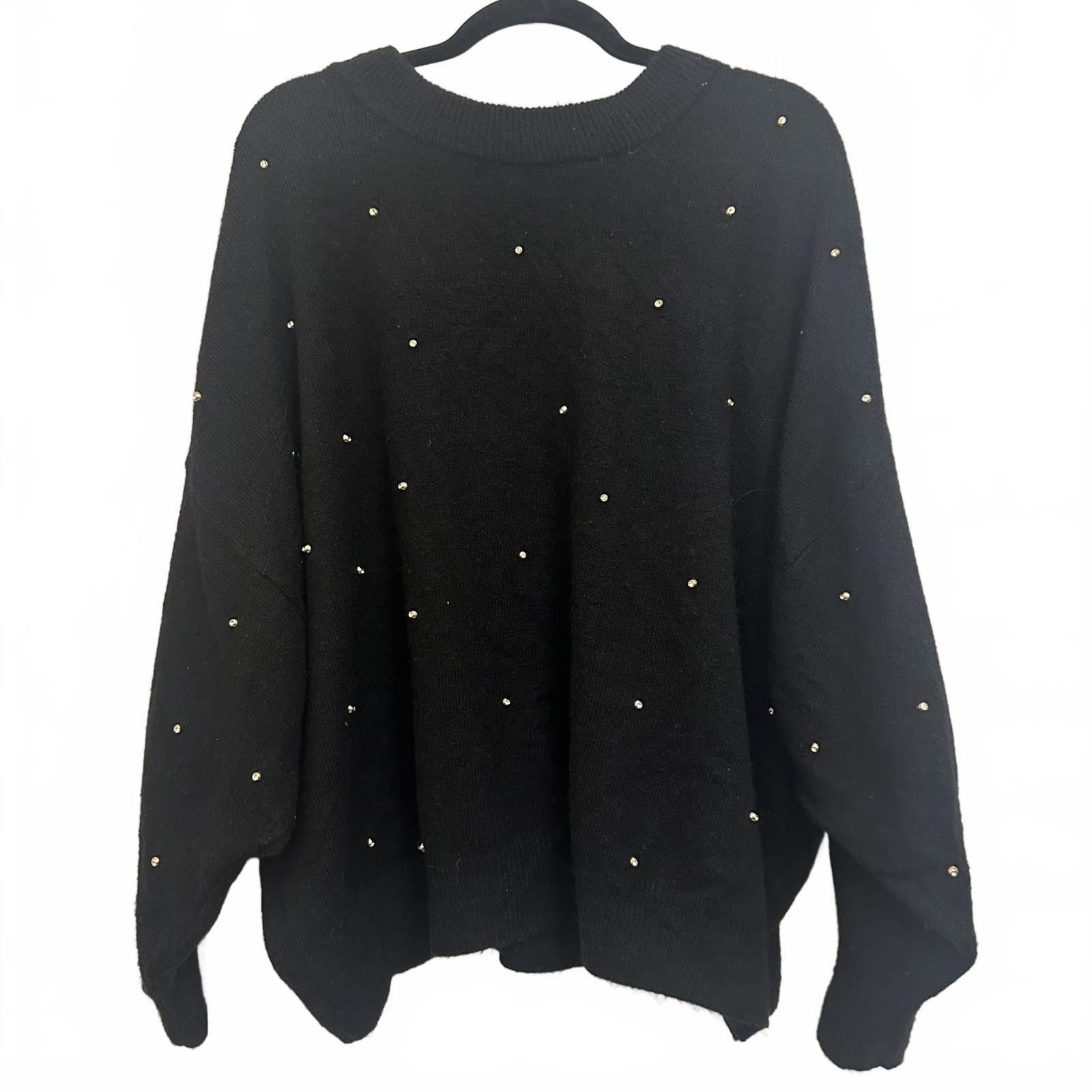 H&M H&M Black Beaded Sweater - Cozy Oversized Knit Size XXL / US 16-18 / IT 52-54 - 1 Thumbnail