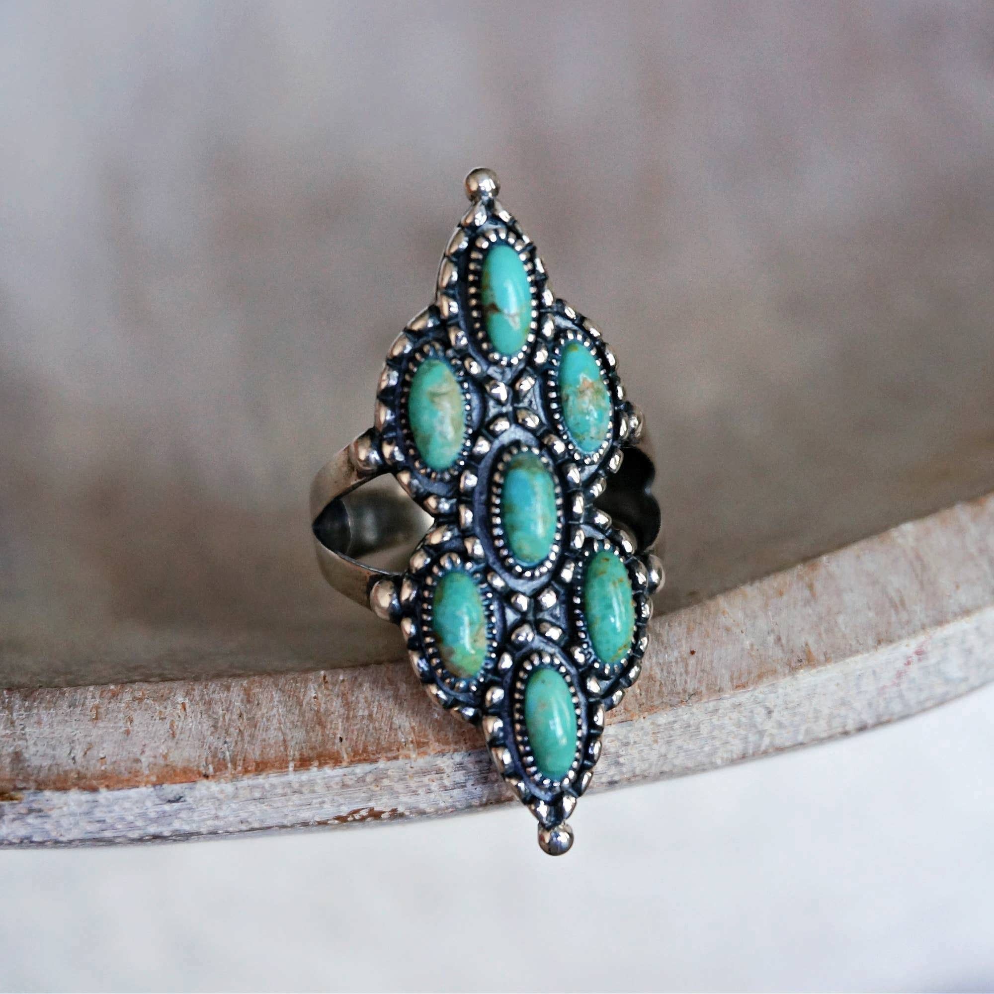 Other Native American Turquoise Elegance: Adjustable Antique Sterl Size ONE SIZE - 7 Thumbnail