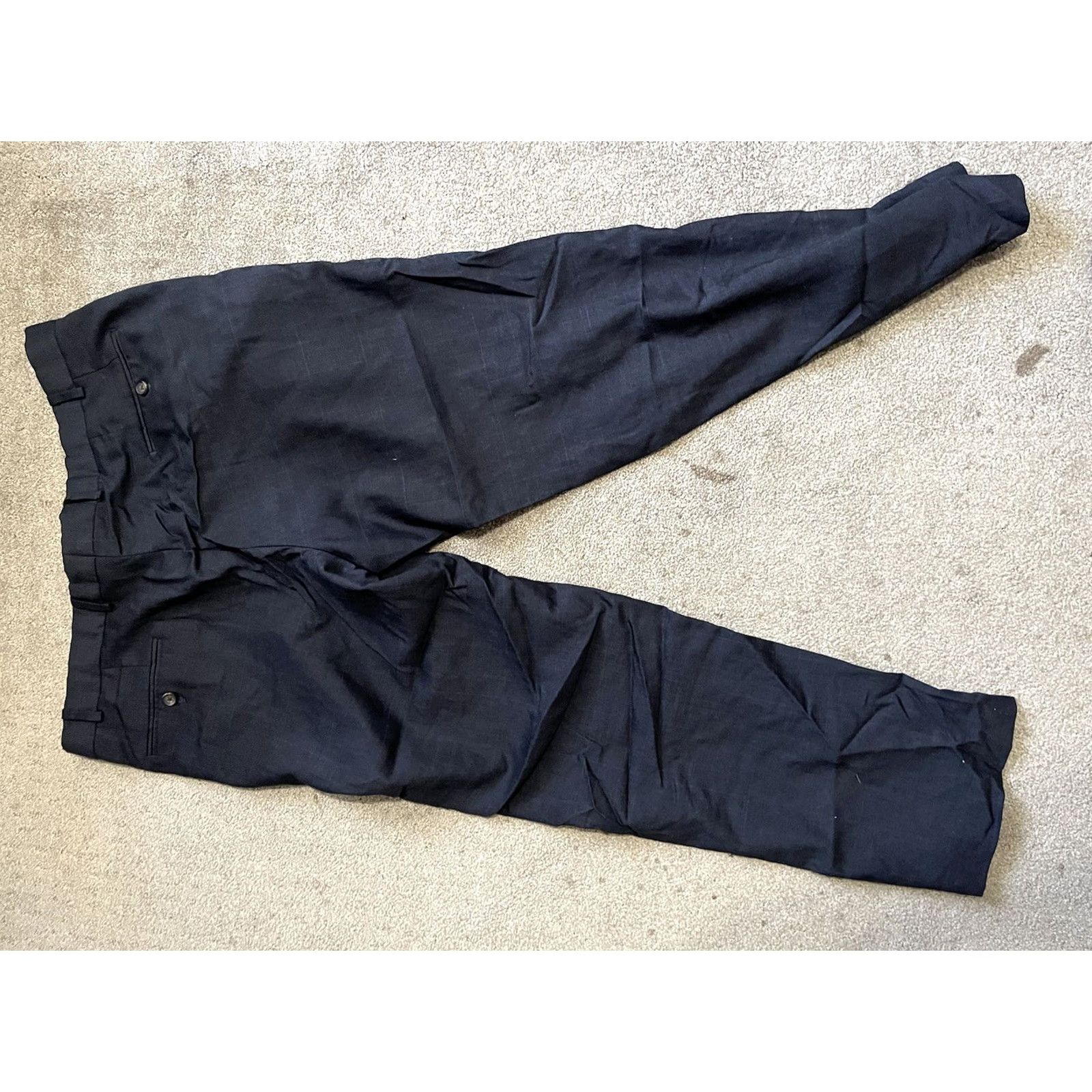 Ralph Lauren VINTAGE Lauren Ralph Lauren Flat Front Pants Navy Blue 38x27 Men’s Wool Dress Pants Mens 90s American Designer Size US 38 / EU 54 - 3 Thumbnail