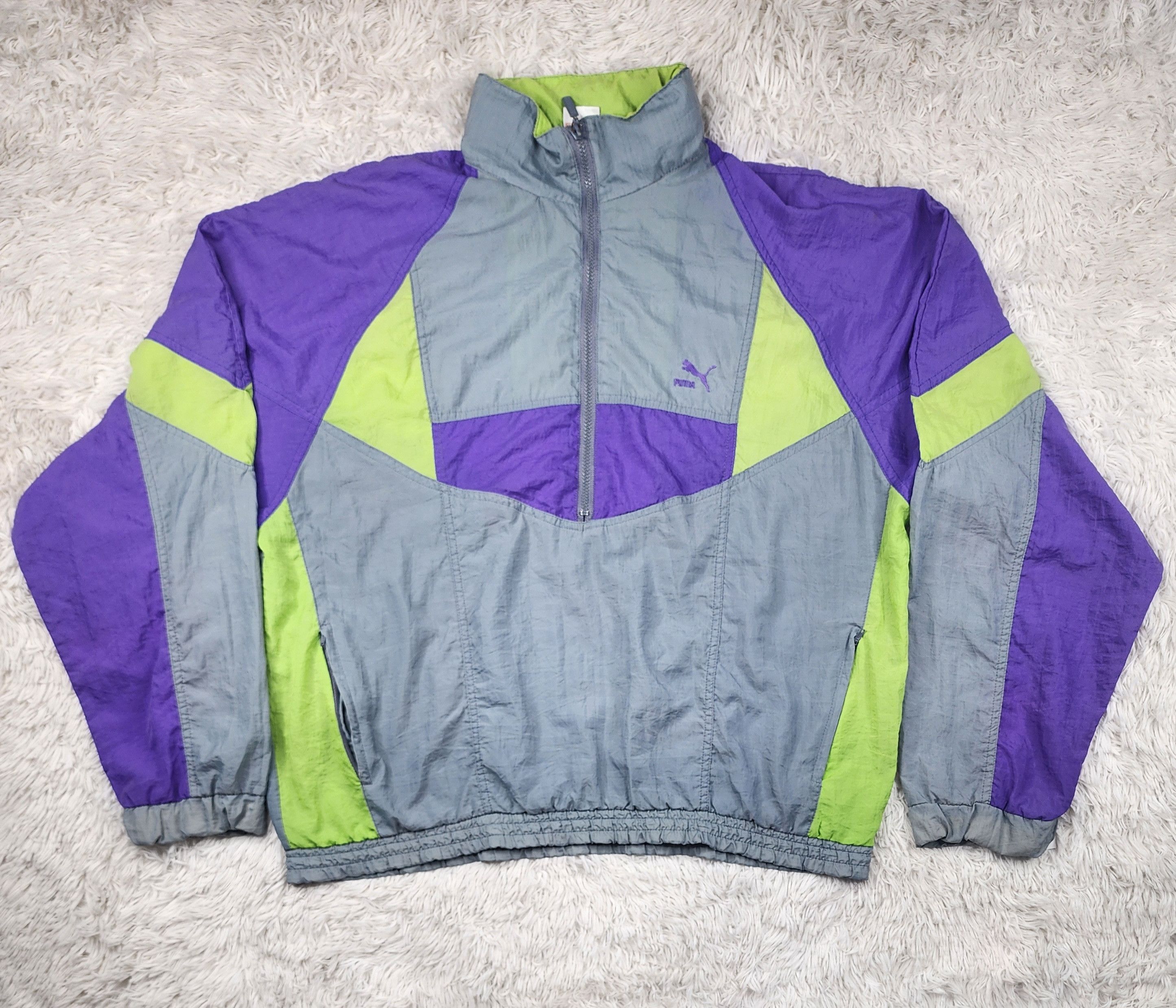 Puma Vintage PUMA 1/2 zipper windbreaker hoodied jacket Size US S / EU 44-46 / 1 - 1 Thumbnail