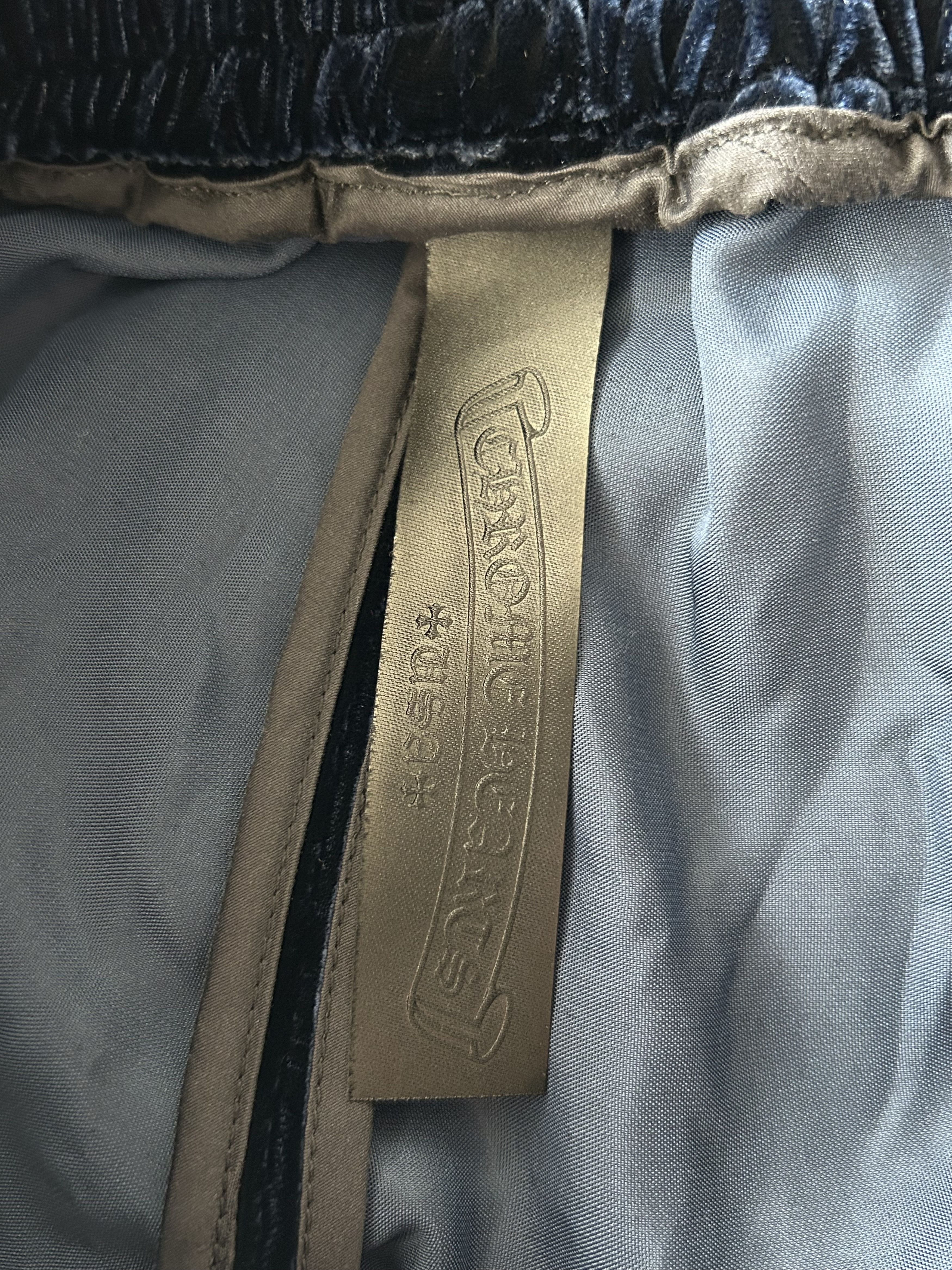 Chrome Hearts Navy & White Embroidered Logo Velour Track Pants Size US 32 / EU 48 - 3 Thumbnail