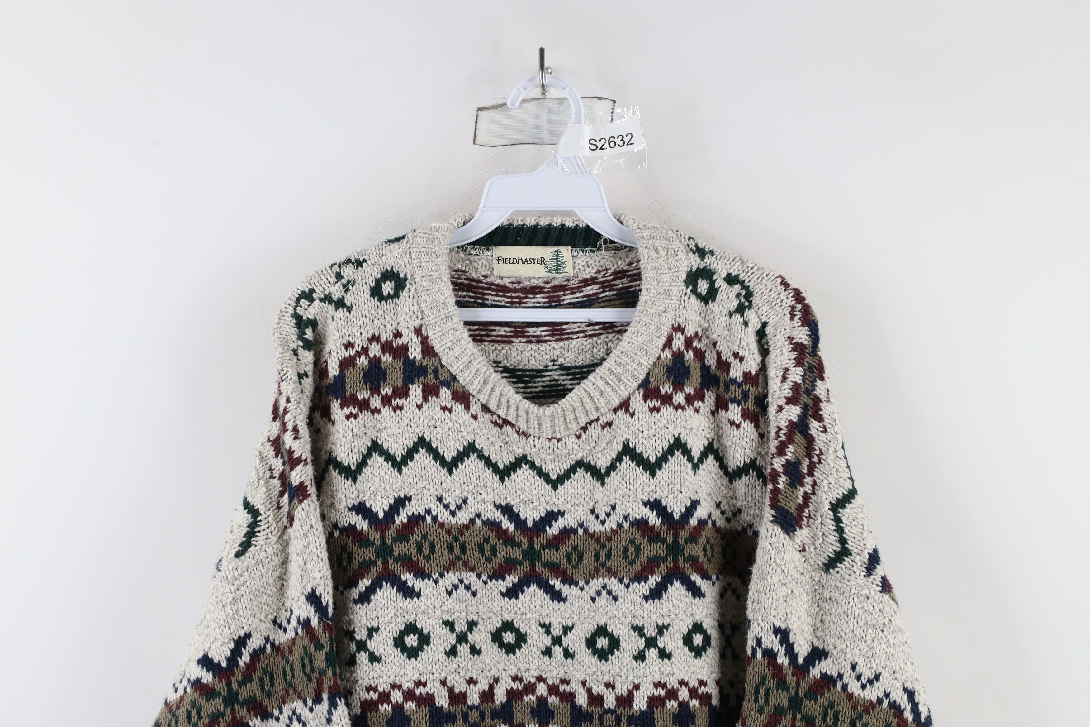 Vintage Vintage 90s Streetwear Heavy Fair Isle Knit Dad Sweater USA Size US XL / EU 56 / 4 - 2 Thumbnail