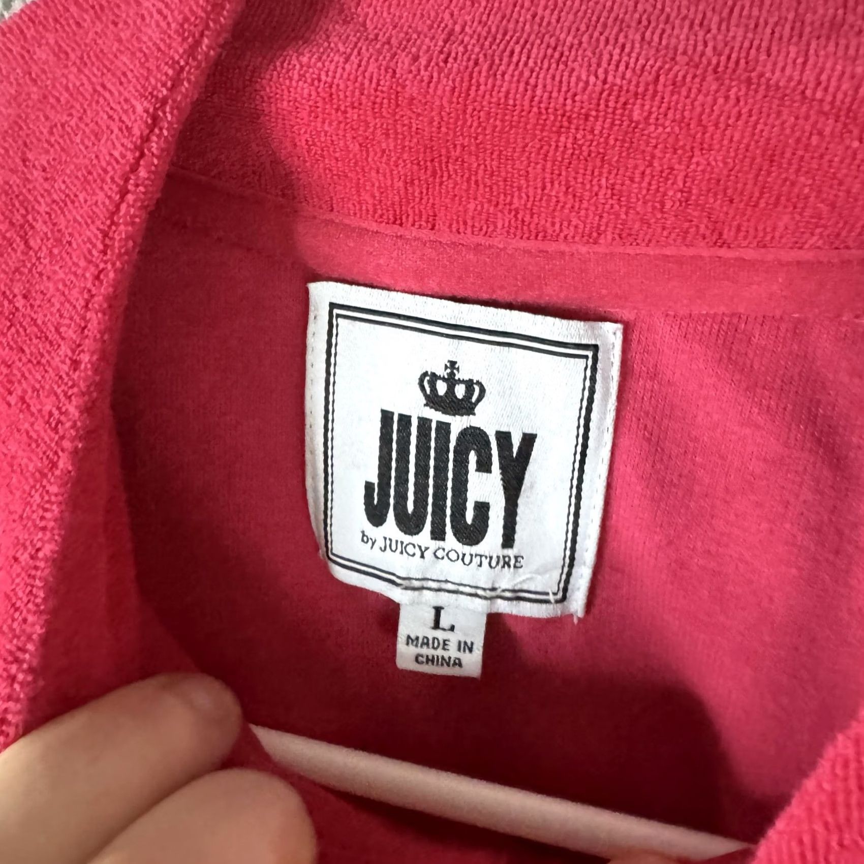 Juicy Couture Juicy Couture Track Jacket Womens L Pink Velour Full Zip Pockets Collared Size L / US 10 / IT 46 - 7 Thumbnail