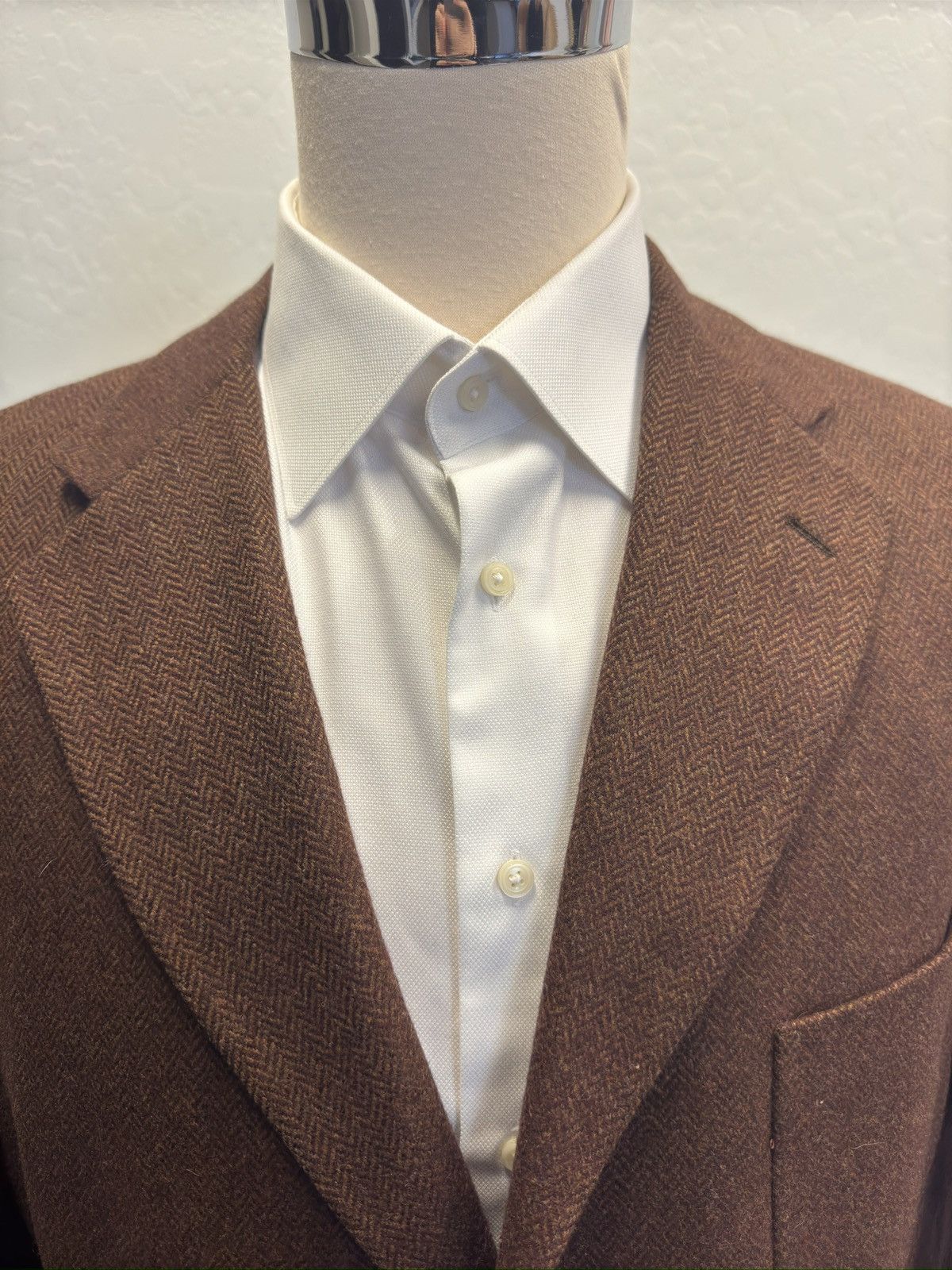 Paul Stuart Paul Stuart Herringbone Soft Wool Unconstructed Suit Jacket Size 46R - 3 Thumbnail