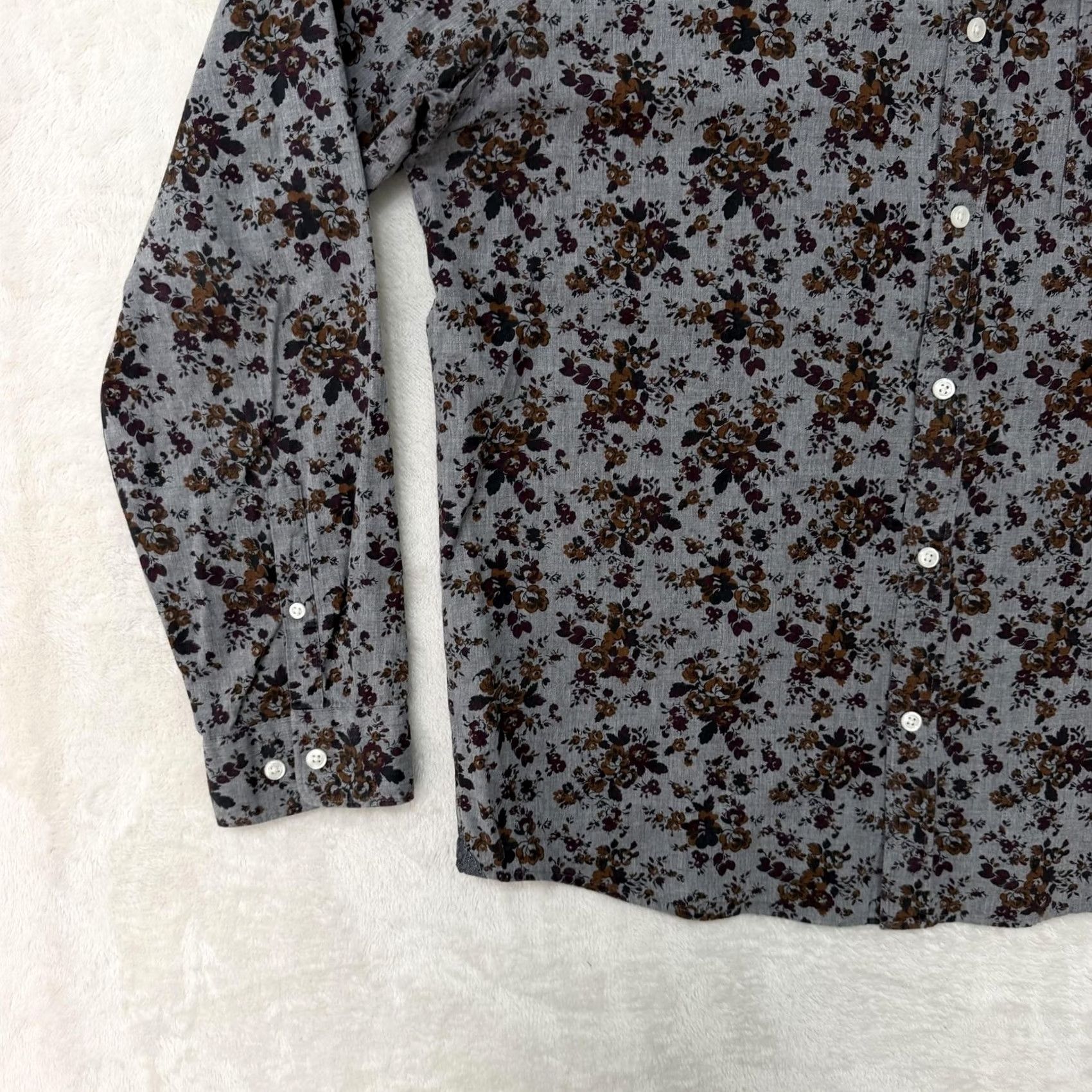 Express Express Shirt Mens L Gray Floral Slim Soft Wash Button Long Sleeve Casual Size US L / EU 52-54 / 3 - 6 Thumbnail