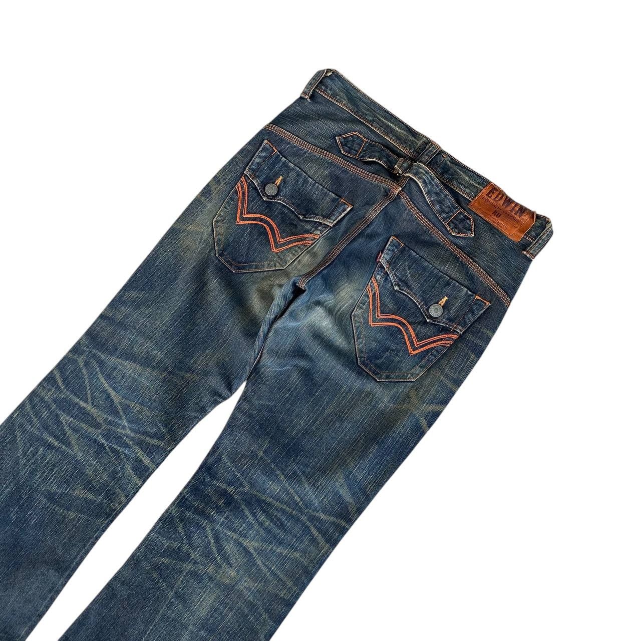 Edwin × Vintage FLARED EDWIN EXCLUSIVE VINTAGE MUDWASH CLAWMARK BUCKLE BACK Size US 34 / EU 50 - 3 Thumbnail