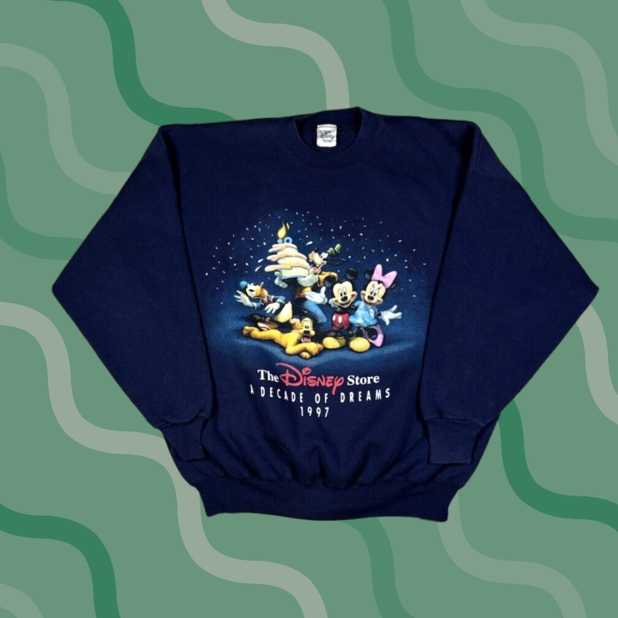 Disney VINTAGE Disney Sweatshirt XL Blue Cartoon 1990s 90s Mickey Minnie Logo Graphic Print Pullover Men Size US XL / EU 56 / 4 - 1 Thumbnail