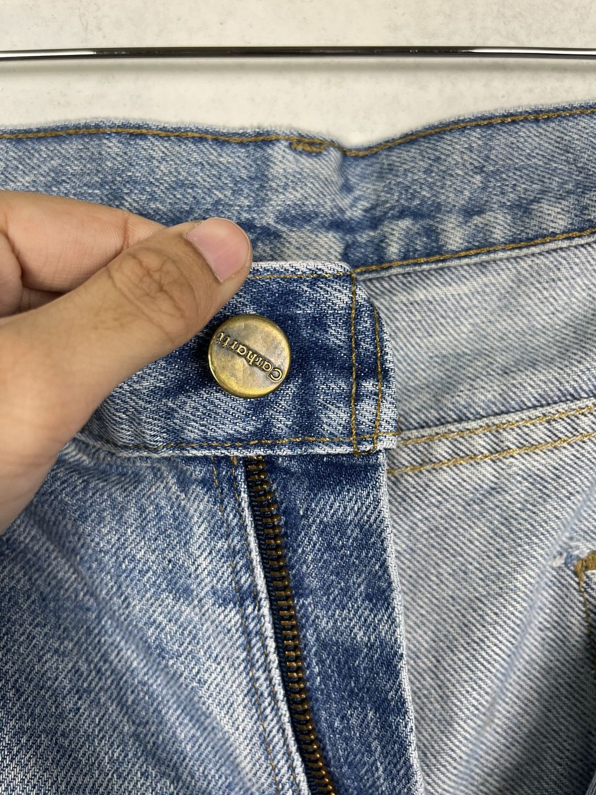Carhartt Vintage 90s Carhatt Light Blue Ripped Denim Jeans Size US 37 - 8 Thumbnail