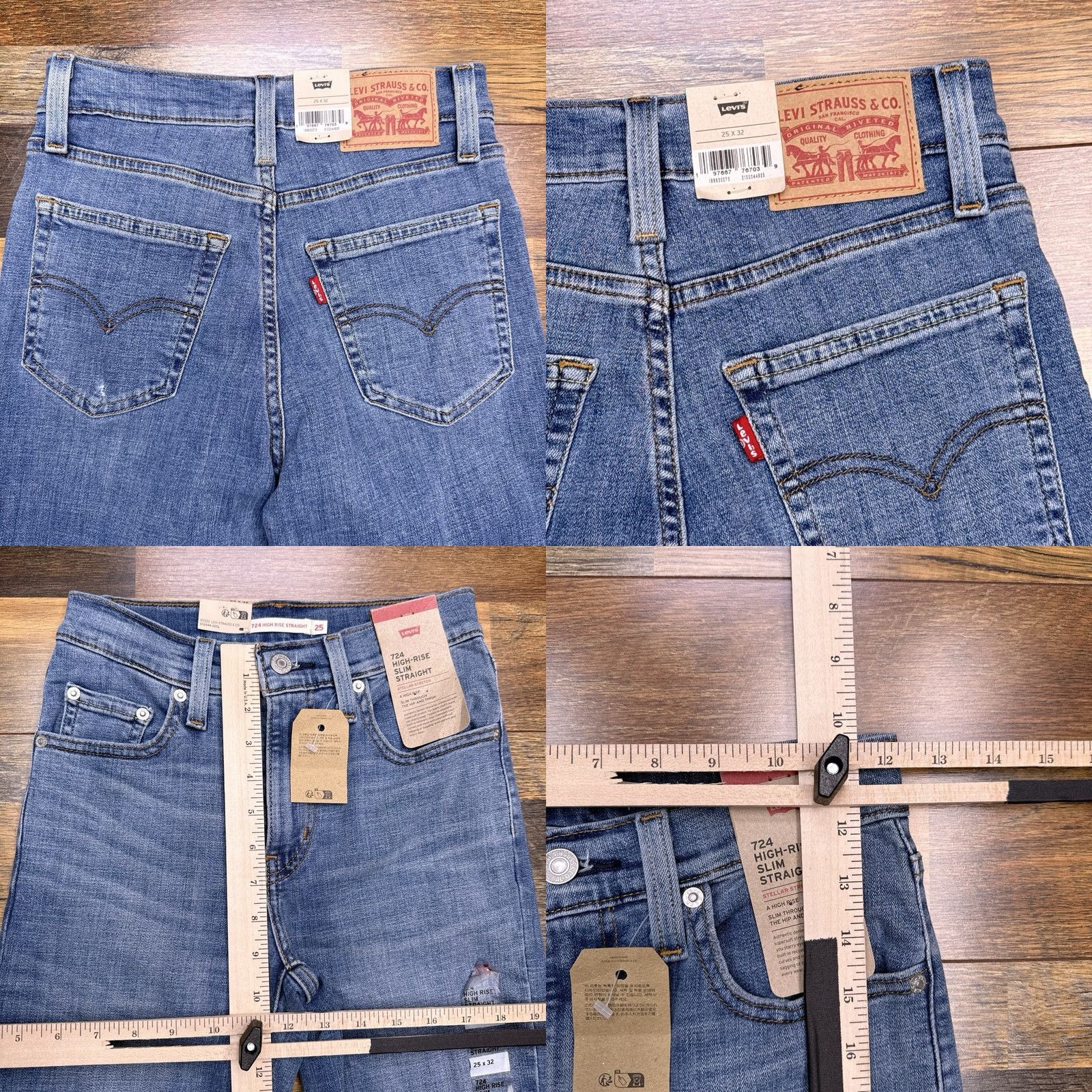 Levi's Levi's 724 High Rise Slim Straight Jeans Womens 25 Stretch Distressed 25x32 New Size 42" / US 20 - 9 Thumbnail