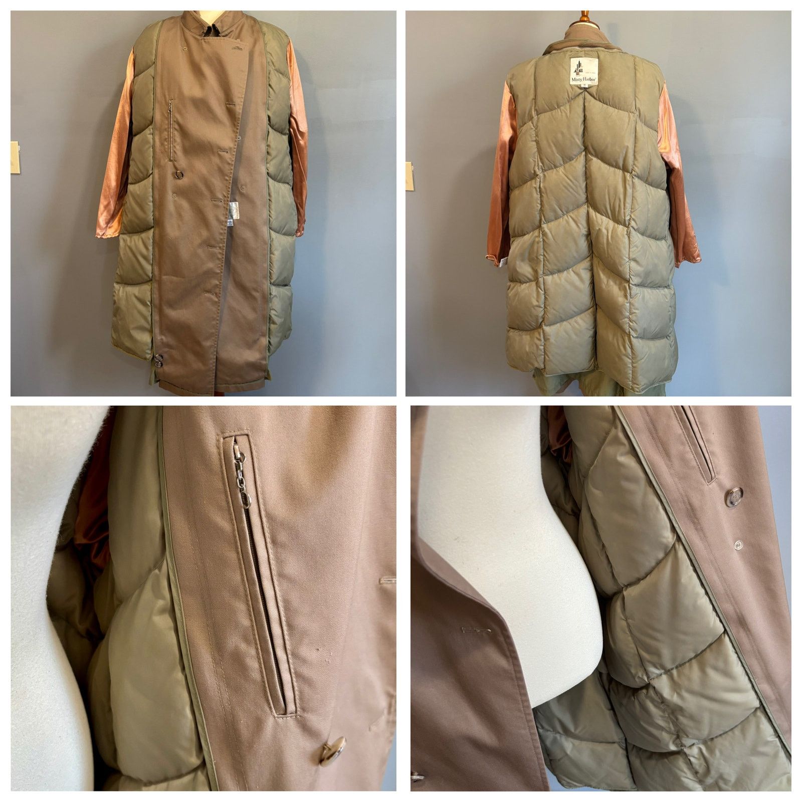 Misty Harbor VTG Heavy Beige Trench Coat Removable Down Liner, Size 46R Size US XXL / EU 58 / 5 - 4 Thumbnail