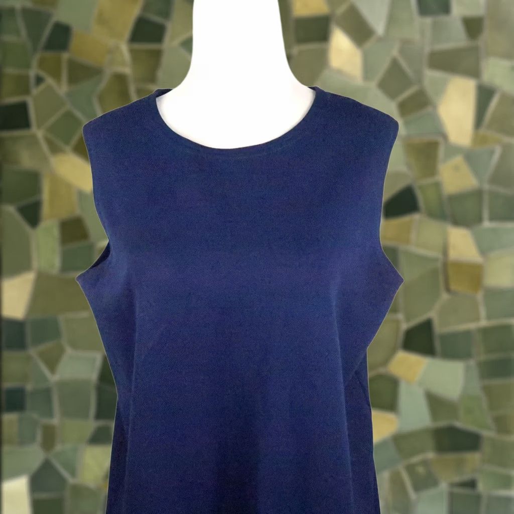 Ralph Lauren VINTAGE Lauren Ralph Lauren Navy Blue Knit Mini Tank Dress L Women Sleeveless Casual Summer Spring Fall 32" Length Mens/Womens Size L / US 10 / IT 46 - 1 Thumbnail