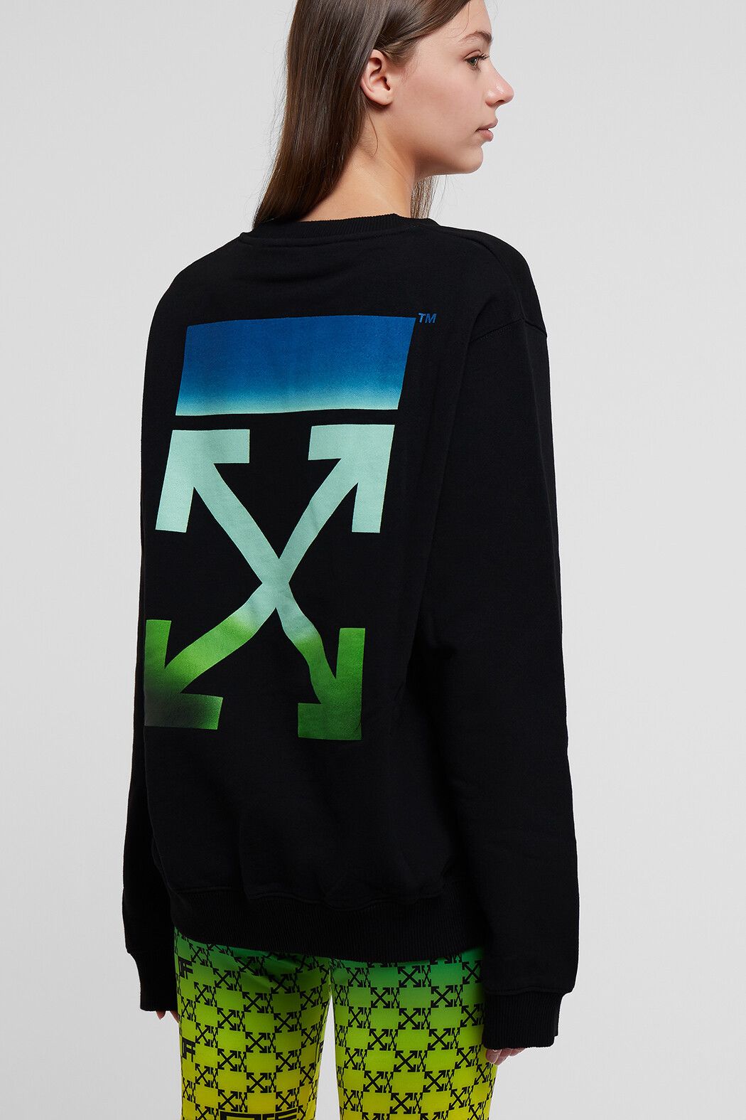 Off-White o1gr1nt1124 Blurred Arrow Reg Crewneck Sweatshirt in Black Size XXS / US 00 / IT 34 - 4 Thumbnail