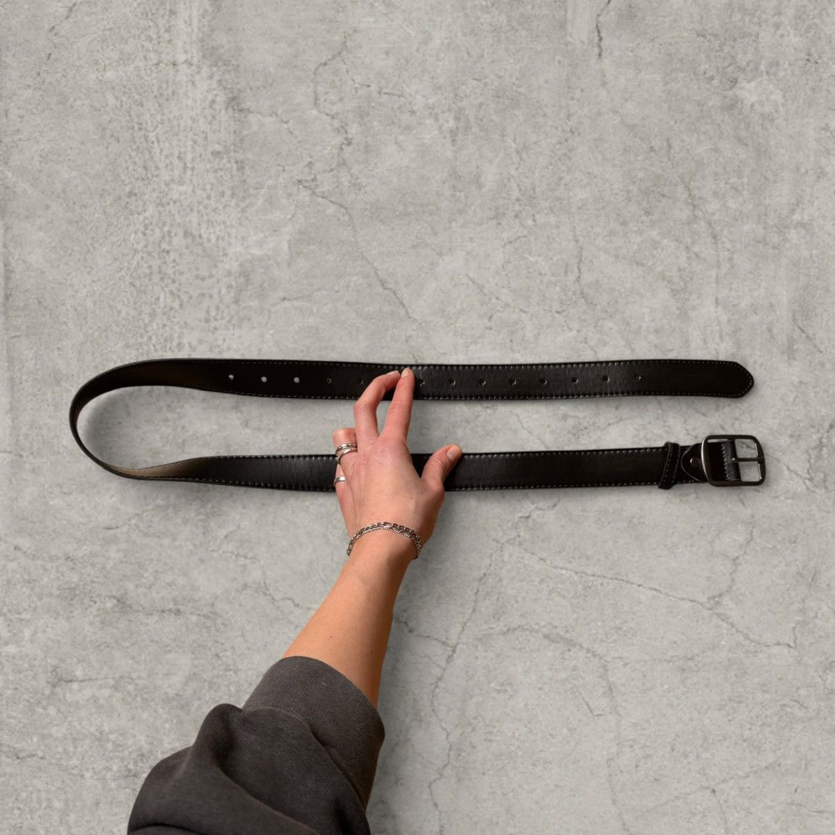 Japanese Brand Vintage style smart belt in black, grey trim. One size Size ONE SIZE - 1 Thumbnail