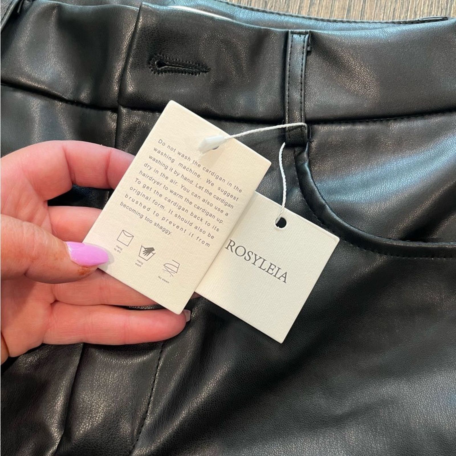 Vintage NWT Swentuo Roseyleia Faux Leather Black Pant Size 3 Size 28" / US 6 / IT 42 - 8 Thumbnail