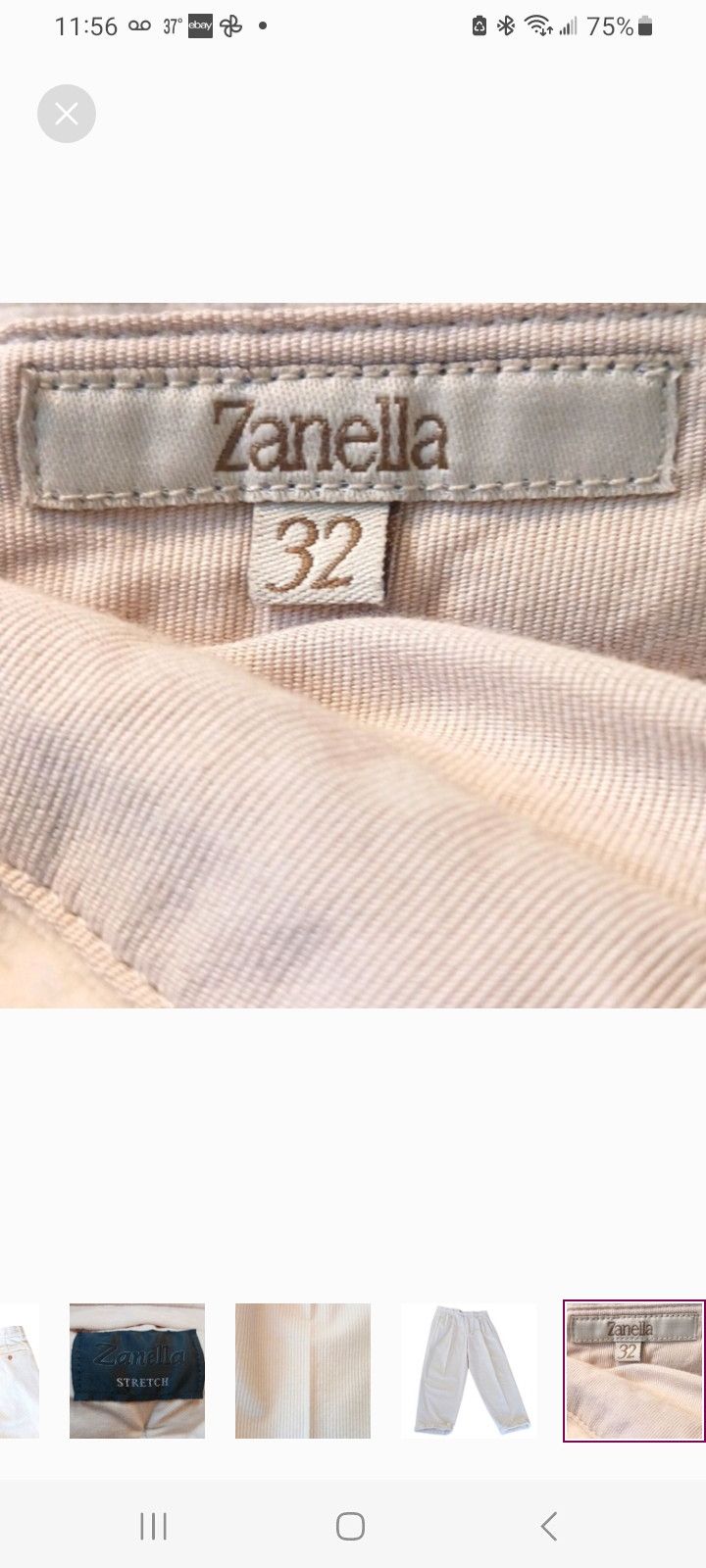 ZANELLA ©️2000 Men's White Corduroy Pants