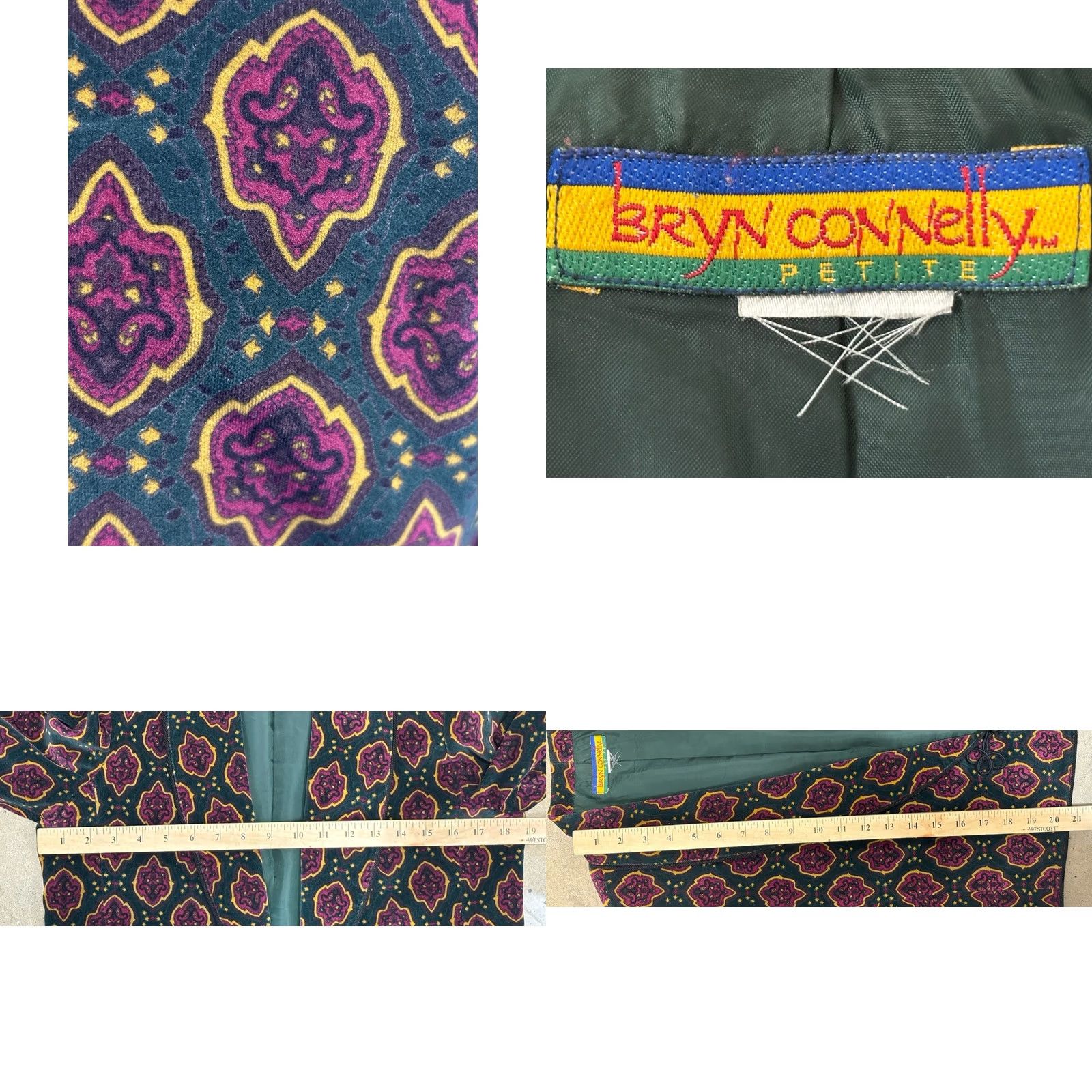 Vintage VINTAGE Bryn Connelly Jacket 12P Vtg Velvet Skirt Suit Set Womens Petite Toggle 90s Size 34" / US 12 / IT 48 - 8 Thumbnail
