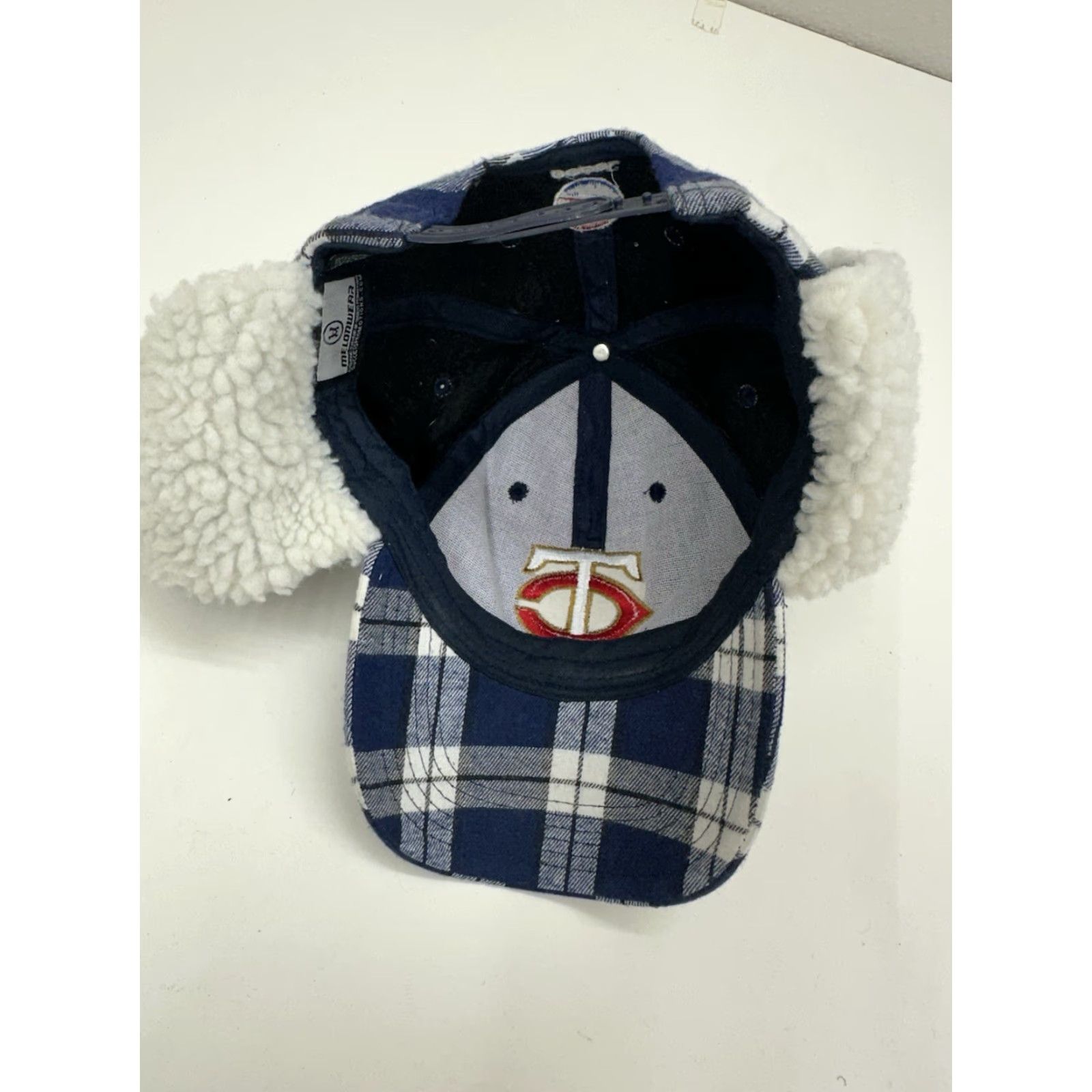 Twins Melonwear Trapper Hat Minnesota Twins MLB Pepsi Blue Plaid Lined Winter Cap Men One Size Blue Winter Cap Size ONE SIZE - 3 Thumbnail